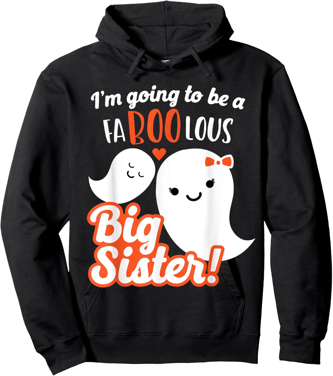 Big Sister Pregnancy Announcement Cute Ghost Girls Halloween Hoodie - Hoodie | Black