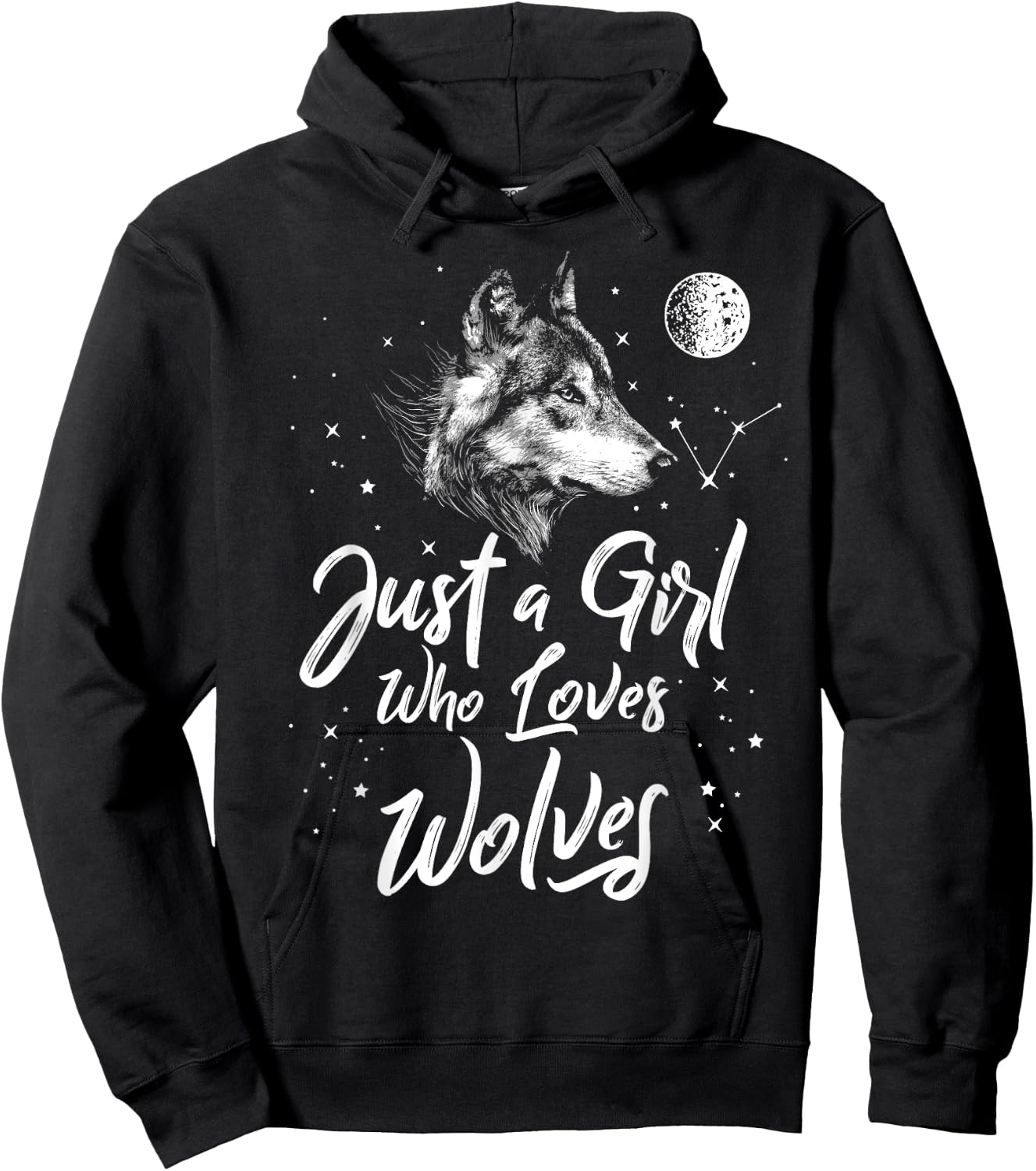 Just A Girl Who Loves Wolves Shirt Wolf Shirt Women Girls Hoodie - Hoodie | Black