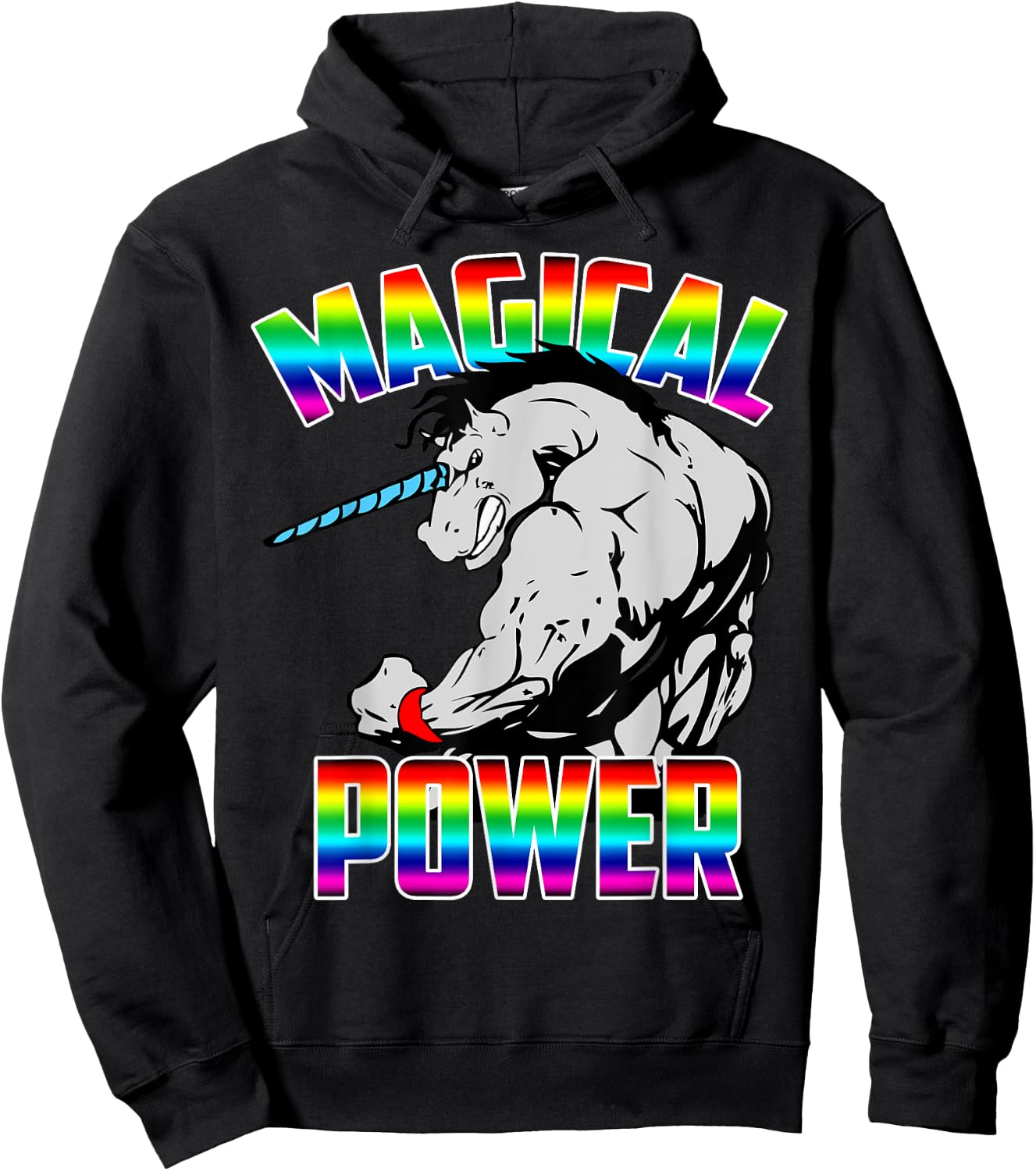 Magical Power Rainbow Unicorn Workout Gym Shirt Men Women Hoodie - Hoodie | Black
