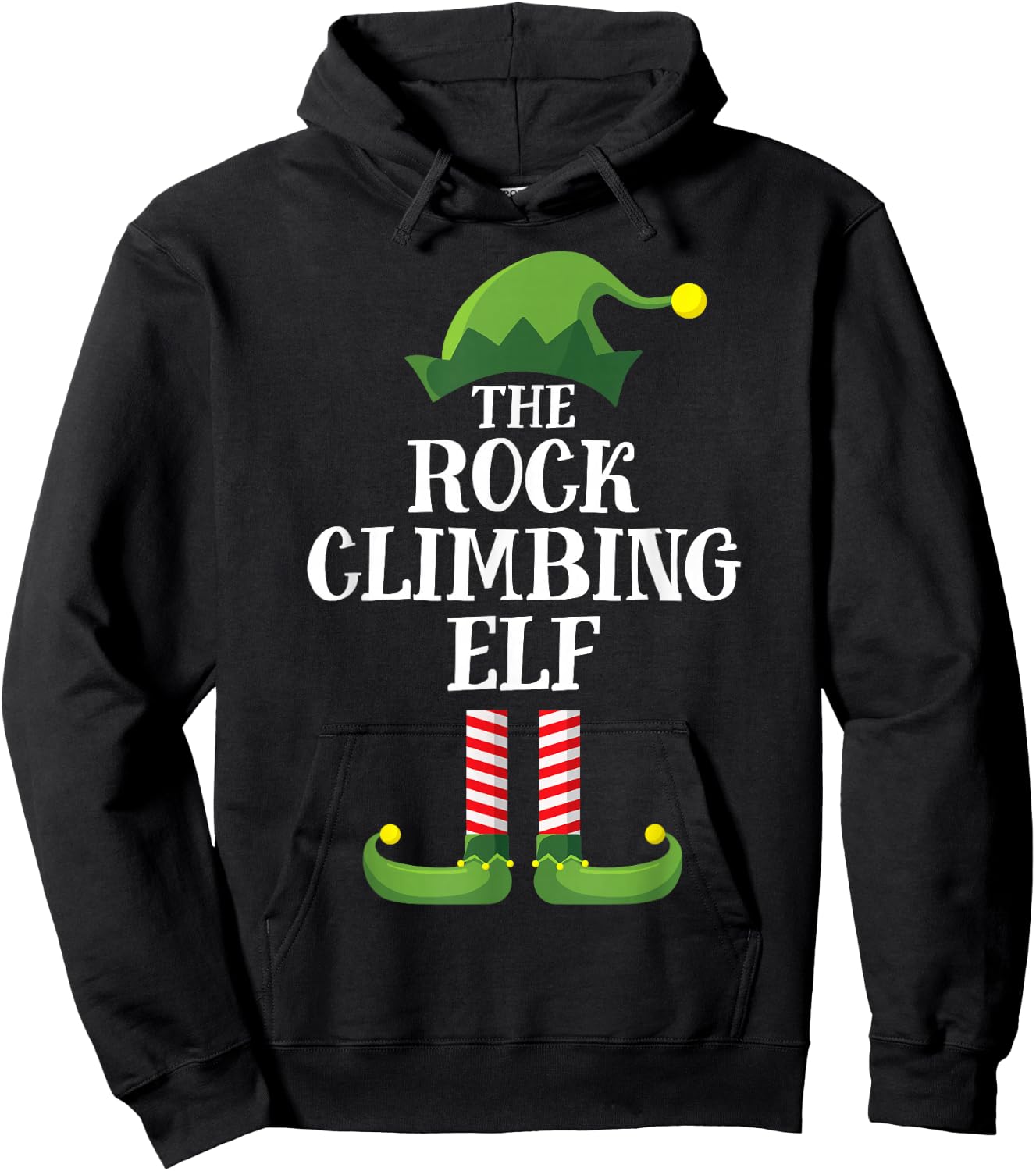Rock Climbing Elf Matching Family Group Christmas Pyjamas Hoodie - Hoodie | Black