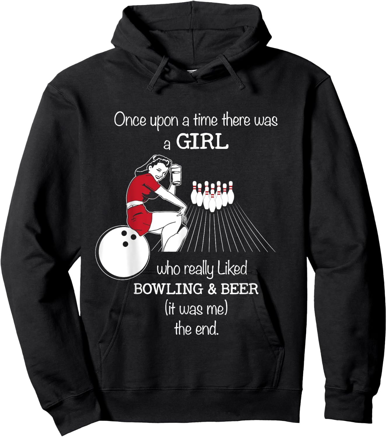 Girl Loves Bowling And Beer Bowling Gear & Girls Hoodie - Hoodie | Black
