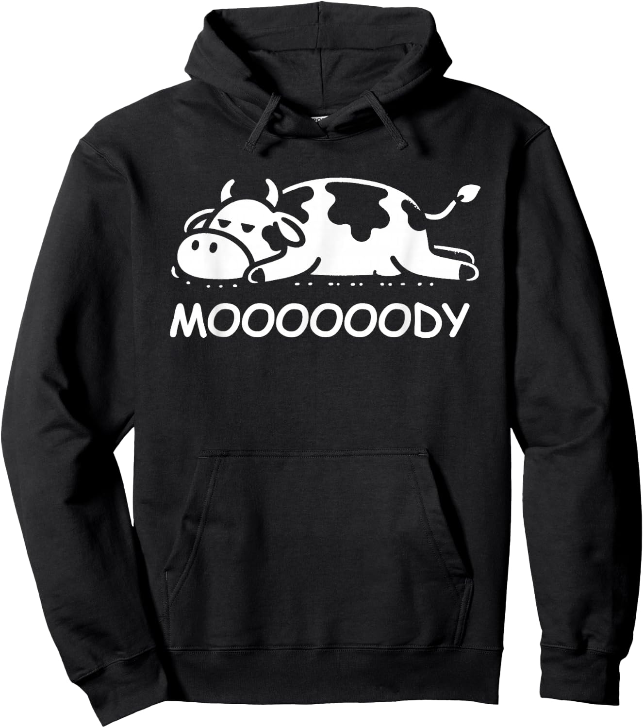 Cow Moody Funny Sleepy Cow Lazy Cow Hoodie - Hoodie | Black