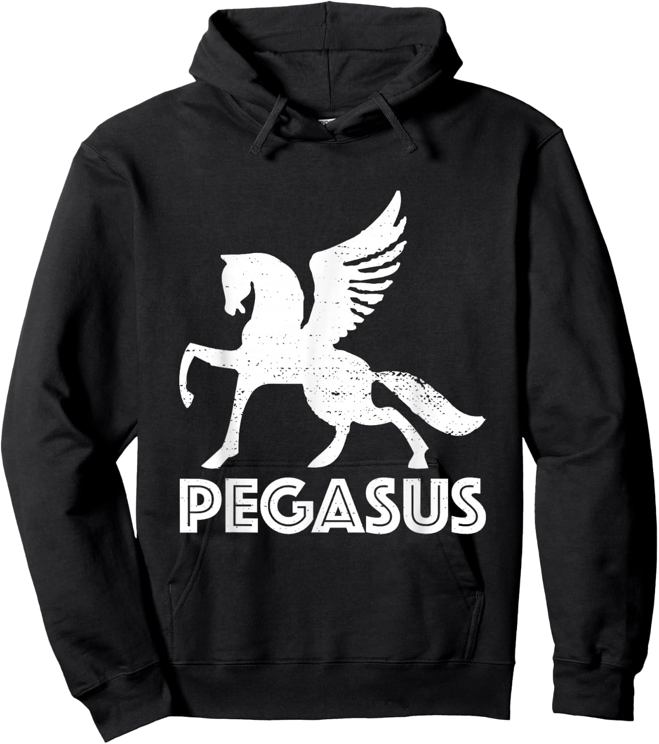 White Pegasus T Shirt Distressed Magic Unicorn Horse Galaxy Hoodie - Hoodie | Black