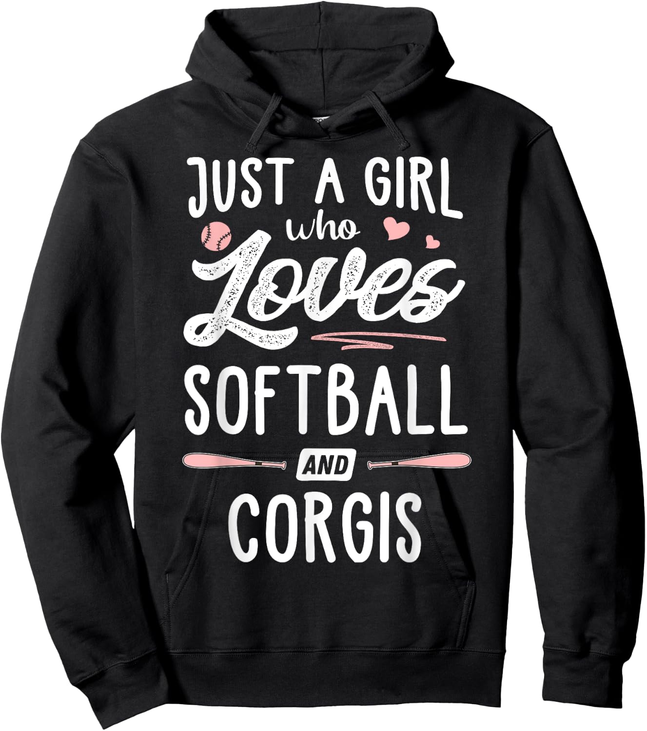 Just A Girl Who Loves Softball And Corgis Gift Women Hoodie - Hoodie | Black