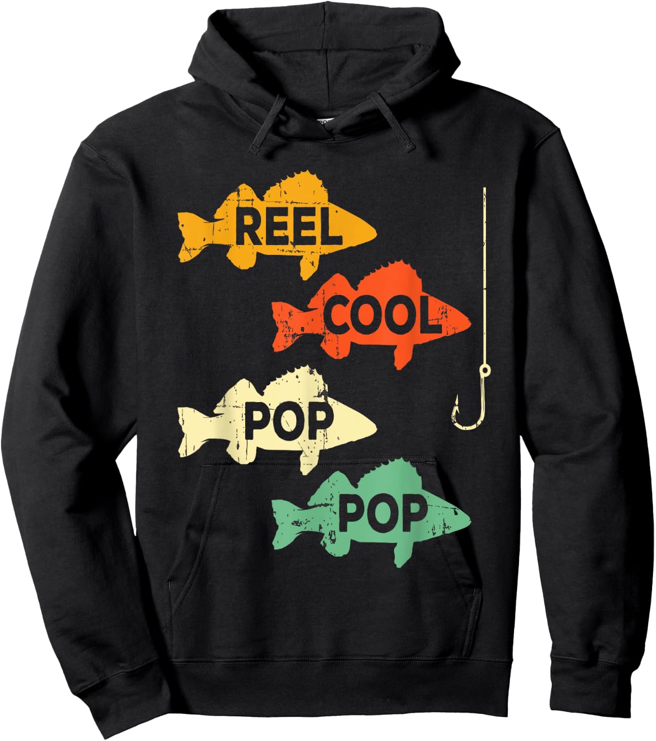 Reel Cool Pop Pop Fishing Pun Cool Poppop Walleye Fish Gift Hoodie - Hoodie | Black