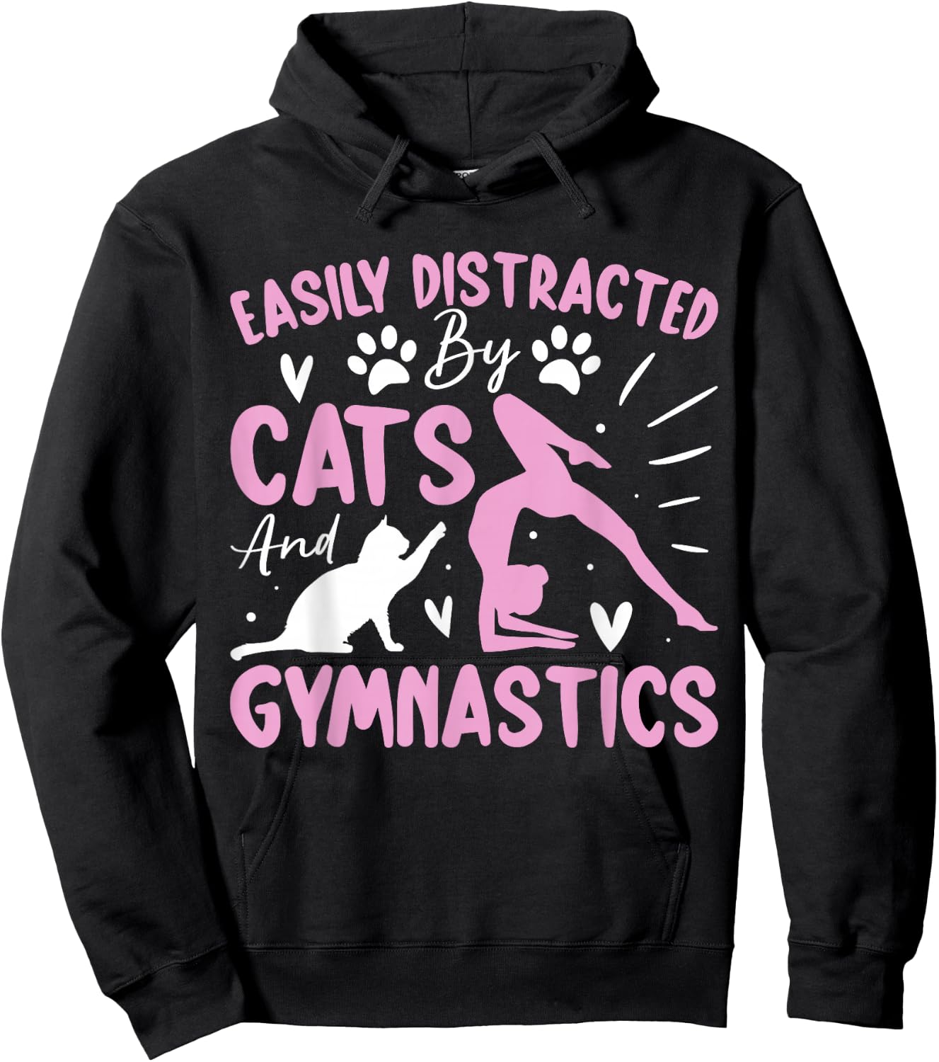 Easily Distracted By Funny Cartwheel Gymnastics Cats Lovers Hoodie - Hoodie | Black