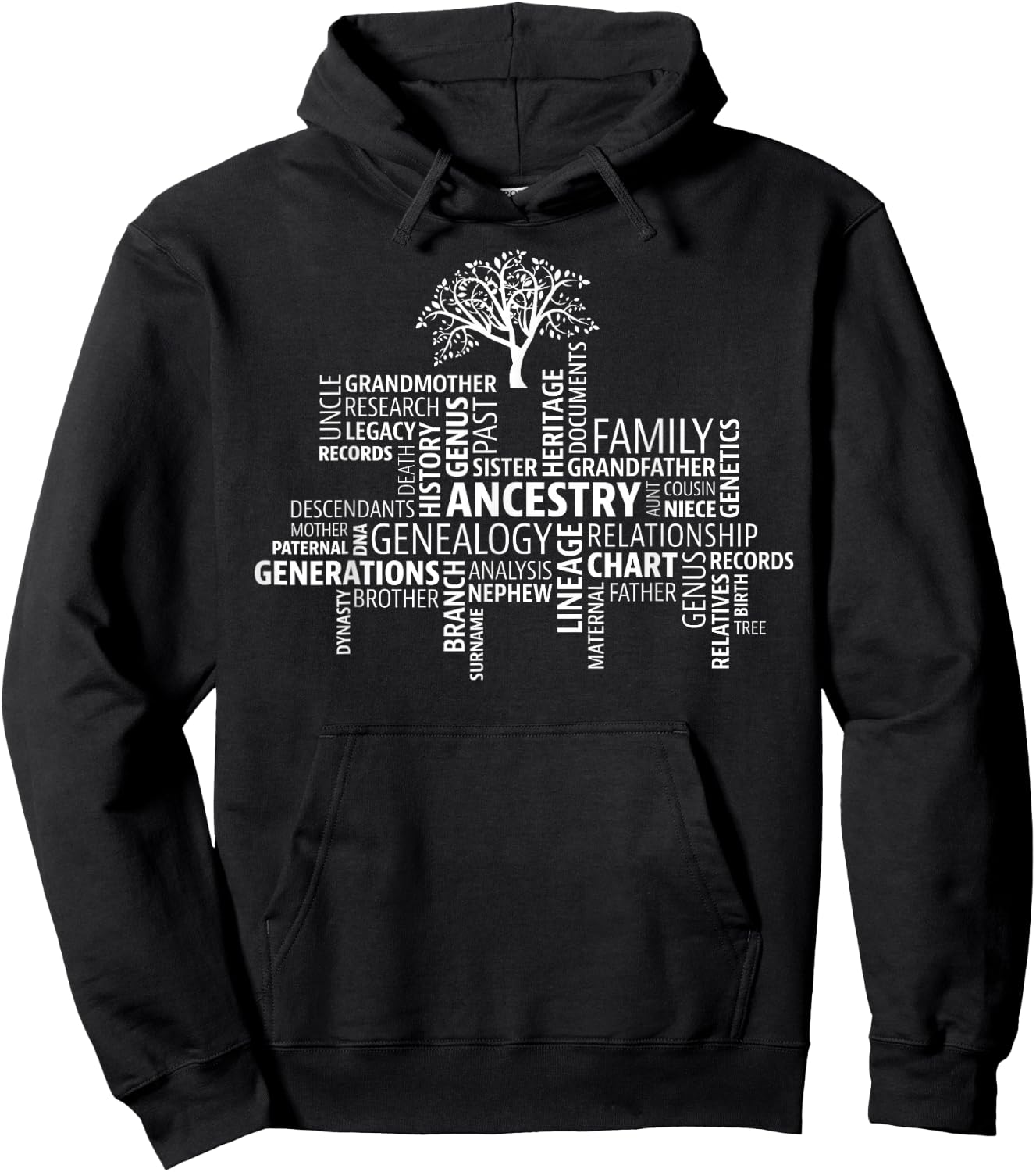 Genealogy, Ancestry, Word Cloud Research your family Hoodie - Hoodie | Black