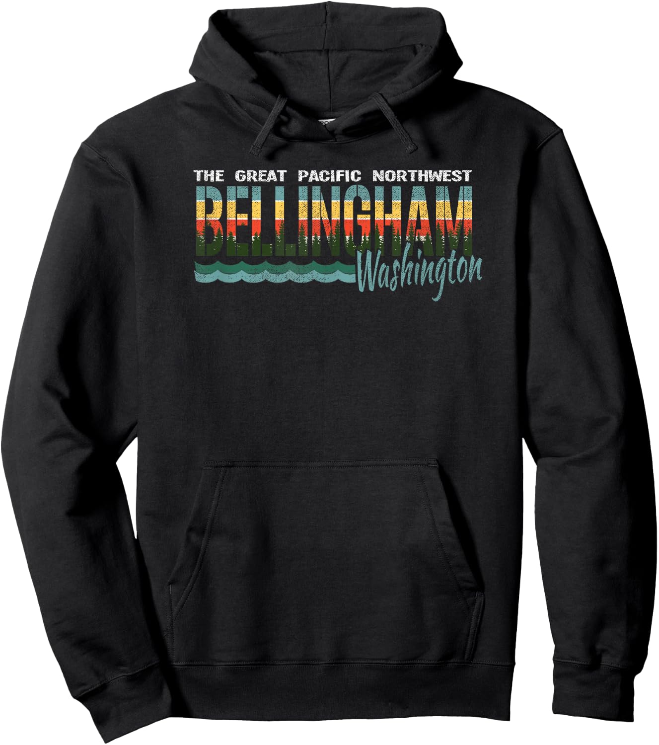 Distressed Retro Bellingham WA Pacific Northwest Shirt PNW Hoodie - Hoodie | Black