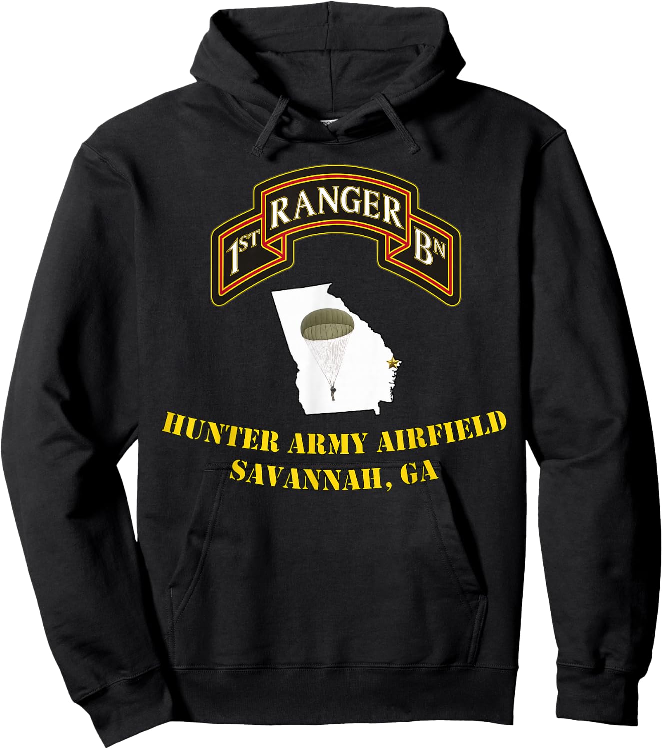 75th Rangers-Hunter Army Airfield 1st Bn Ranger Unit design Hoodie - Hoodie | Black