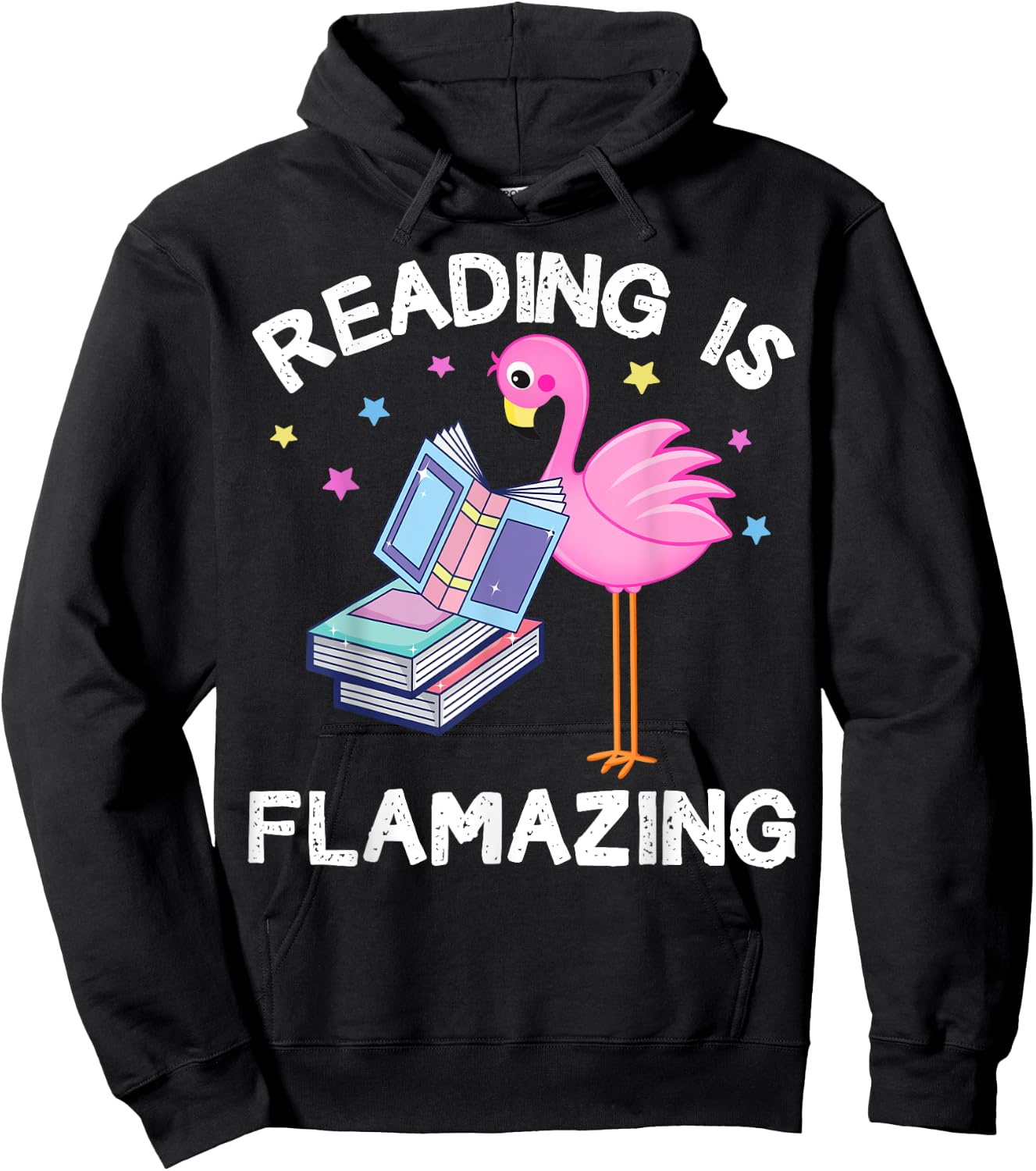 Reading is Flamazing Funny Flamingo Book Lover Reader Gift Hoodie - Hoodie | Black