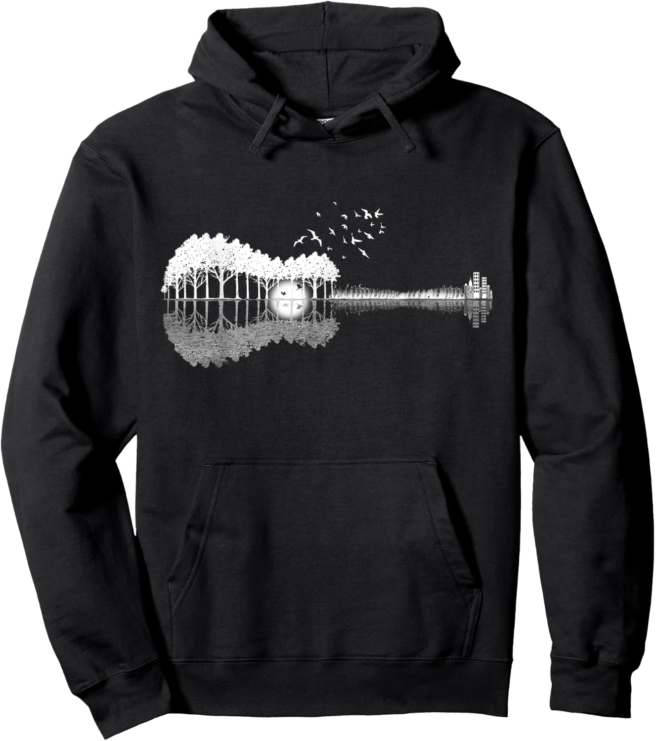 Guitar Lake Shadow Love Guitar Musician Hoodie - Hoodie | Black