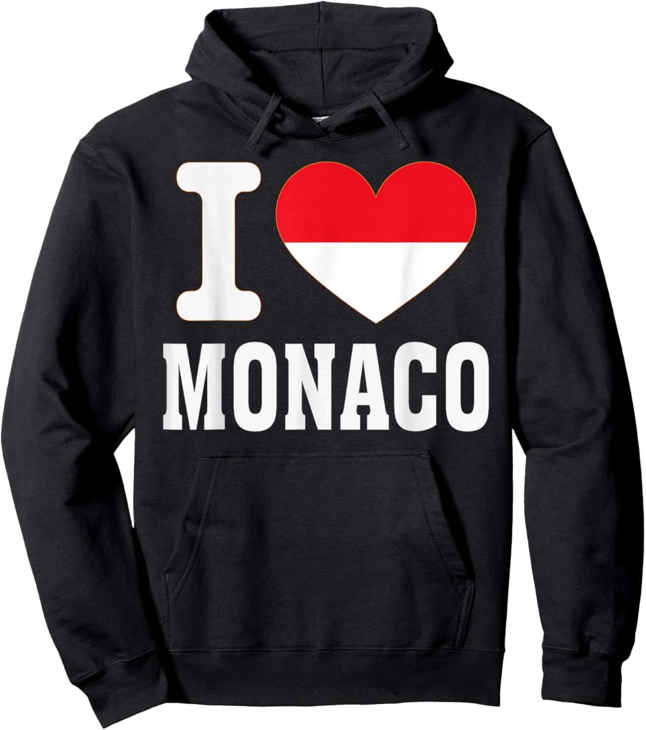 I Love Monaco Heart Souvenir Lovers Pride Travel Hoodie - Hoodie | Black