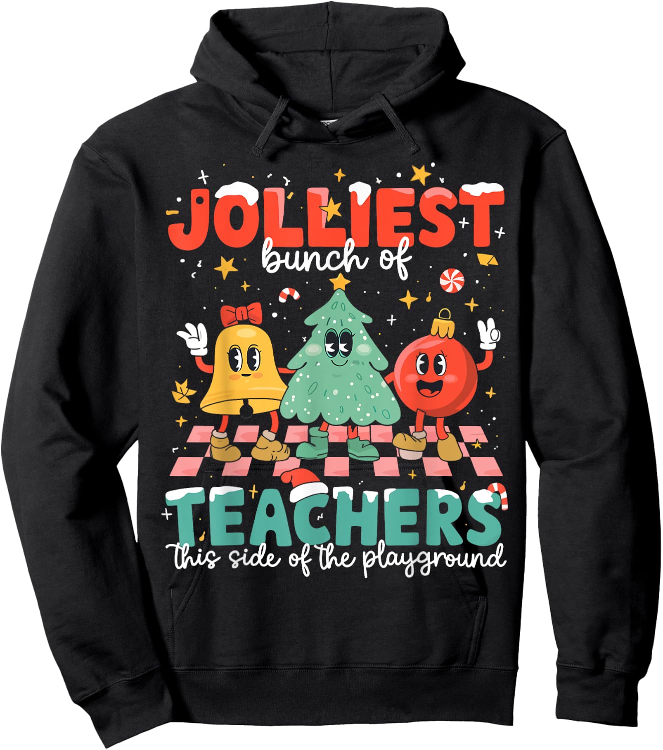 Jolliest Bunch Of Teachers This Side Of The Playground Xmas Hoodie - Hoodie | Black