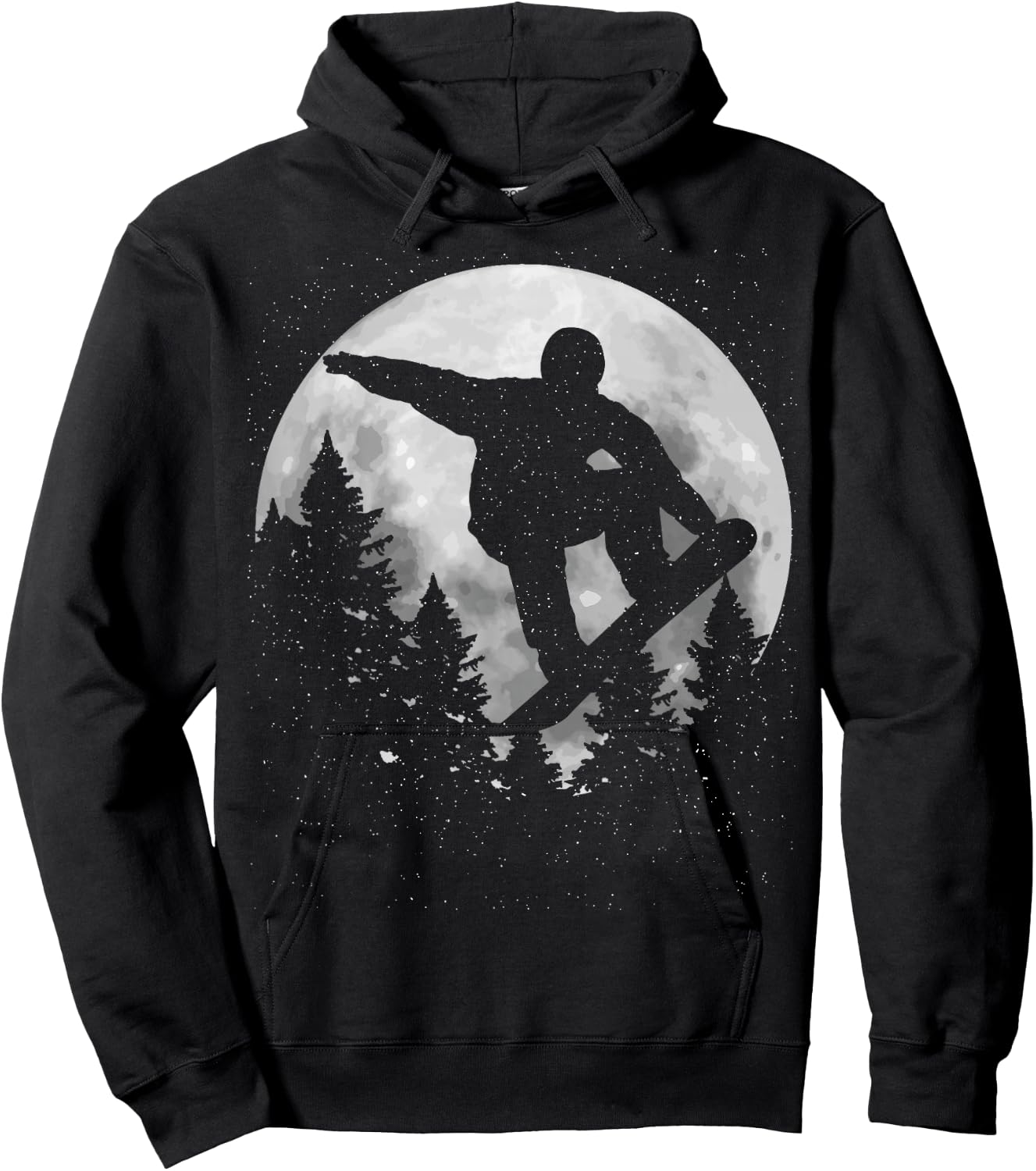 Snowboard Moon Snowboarding Winter Sports Snowboarder Gift Hoodie - Hoodie | Black