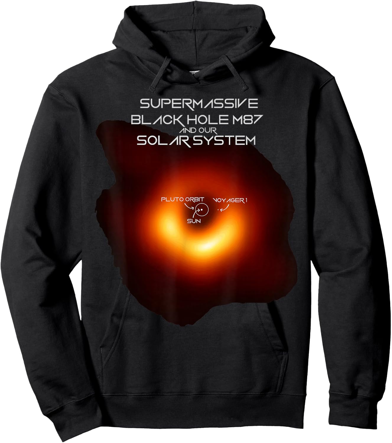 Black Hole M87 Comparison With our Solar System Hoodie - Hoodie | Black