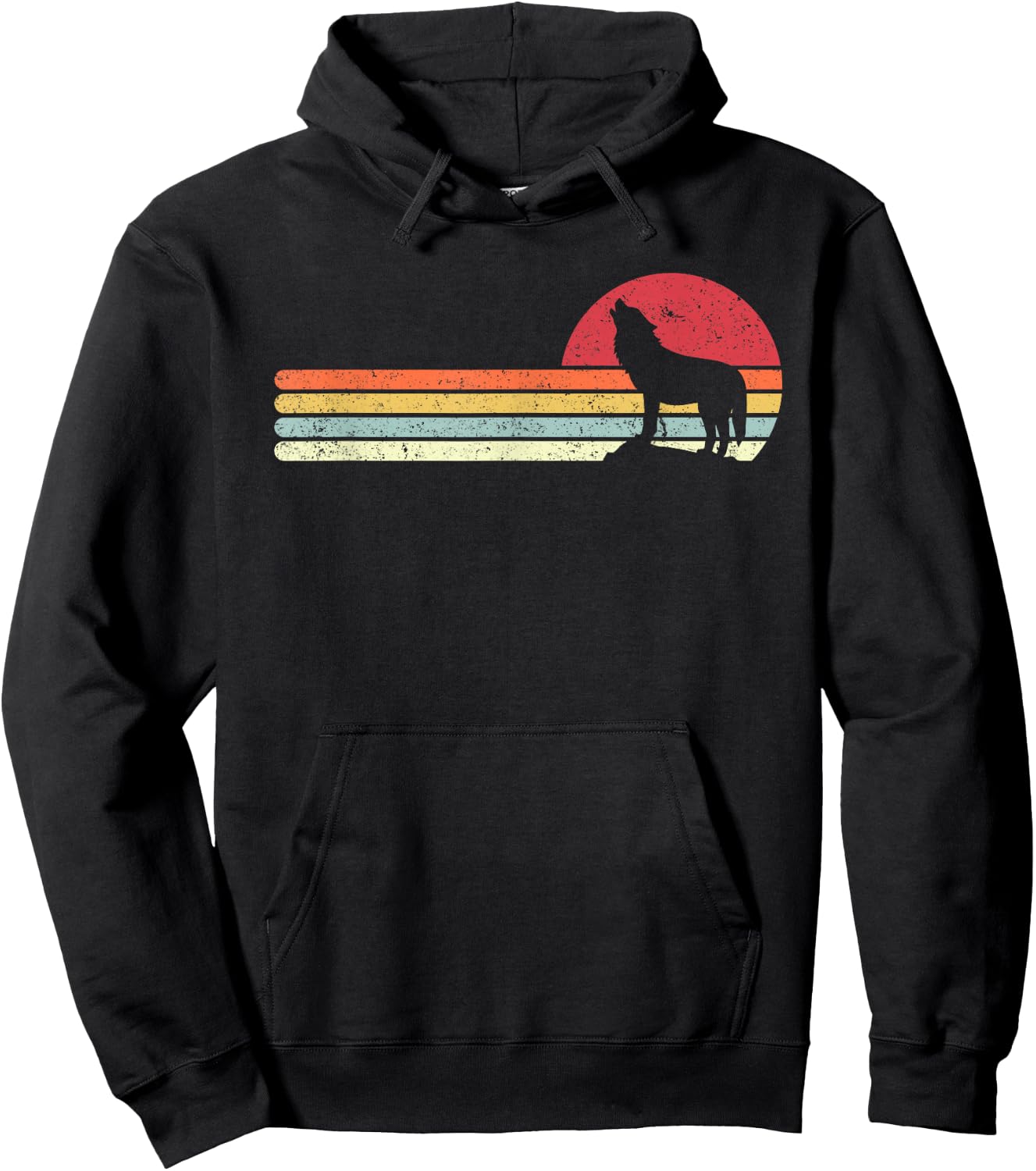 Pack A Punch Retro Wolf Graphic , Black, Small Hoodie - Hoodie | Black