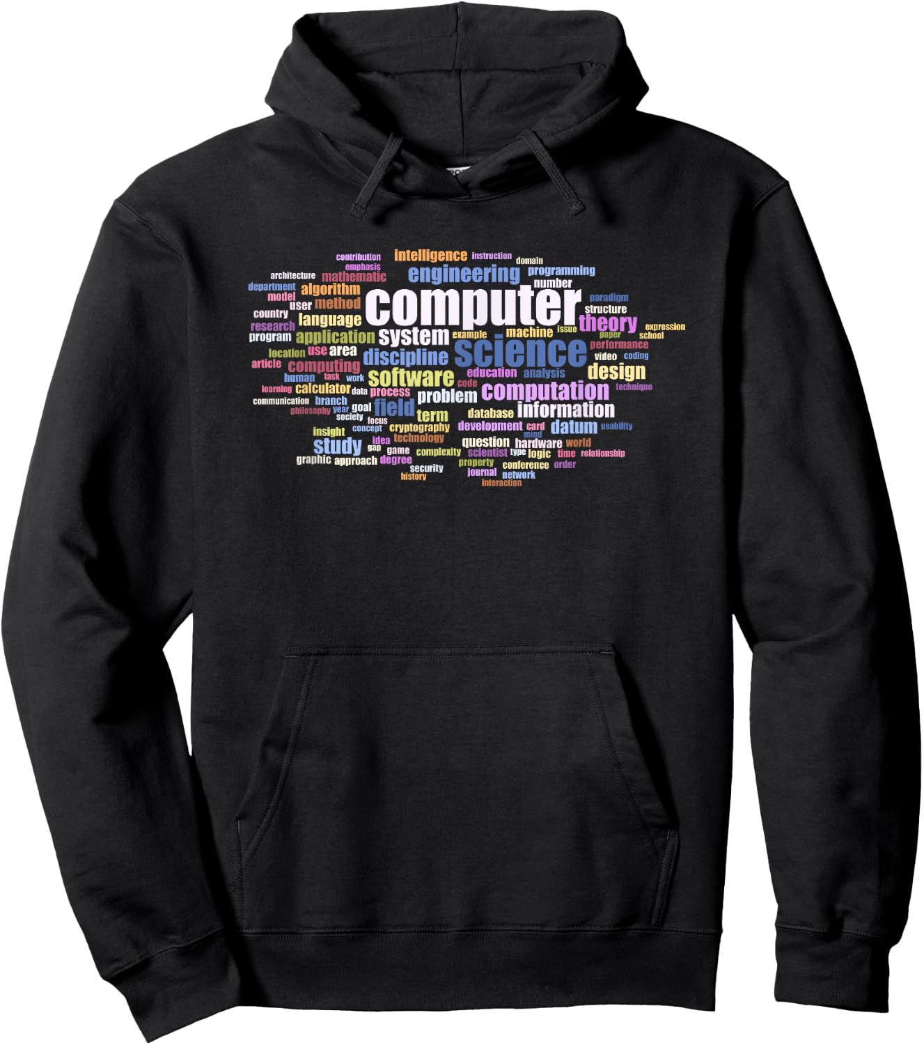 Computer Science Word Cloud of Key Terms Colored Hoodie - Hoodie | Black