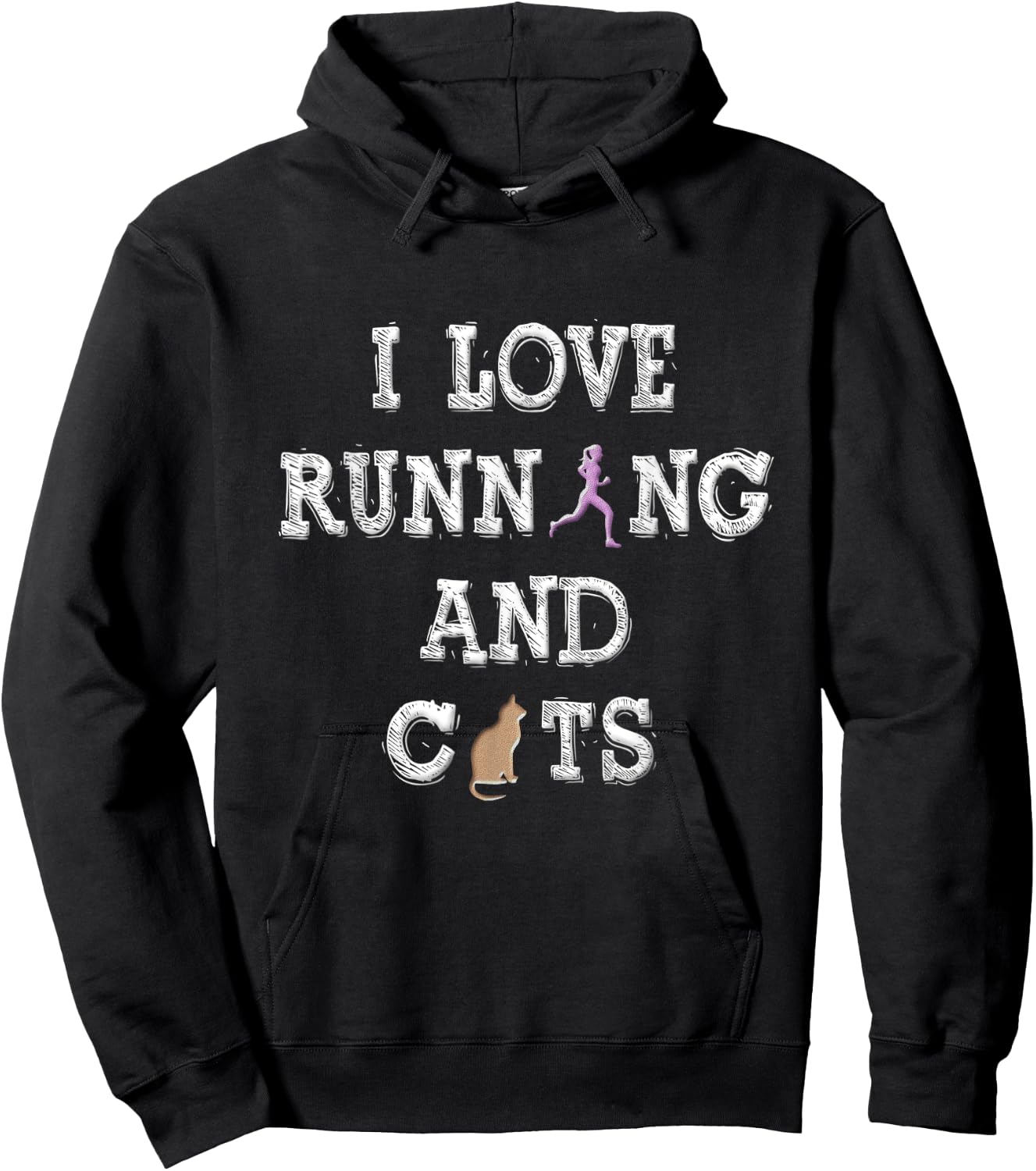 I Love Running Shirt Cat Lover Gifts Women Runner Shirts Hoodie - Hoodie | Black