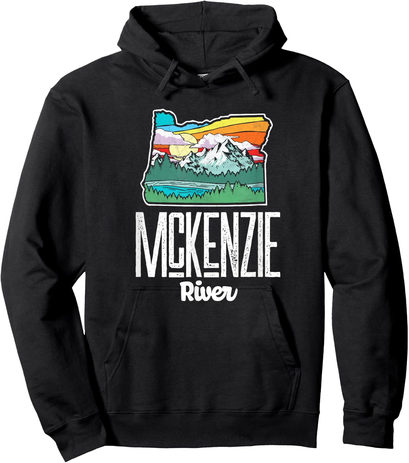 McKenzie River Vintage Oregon Nature & Outdoors Retro Hoodie - Hoodie | Black