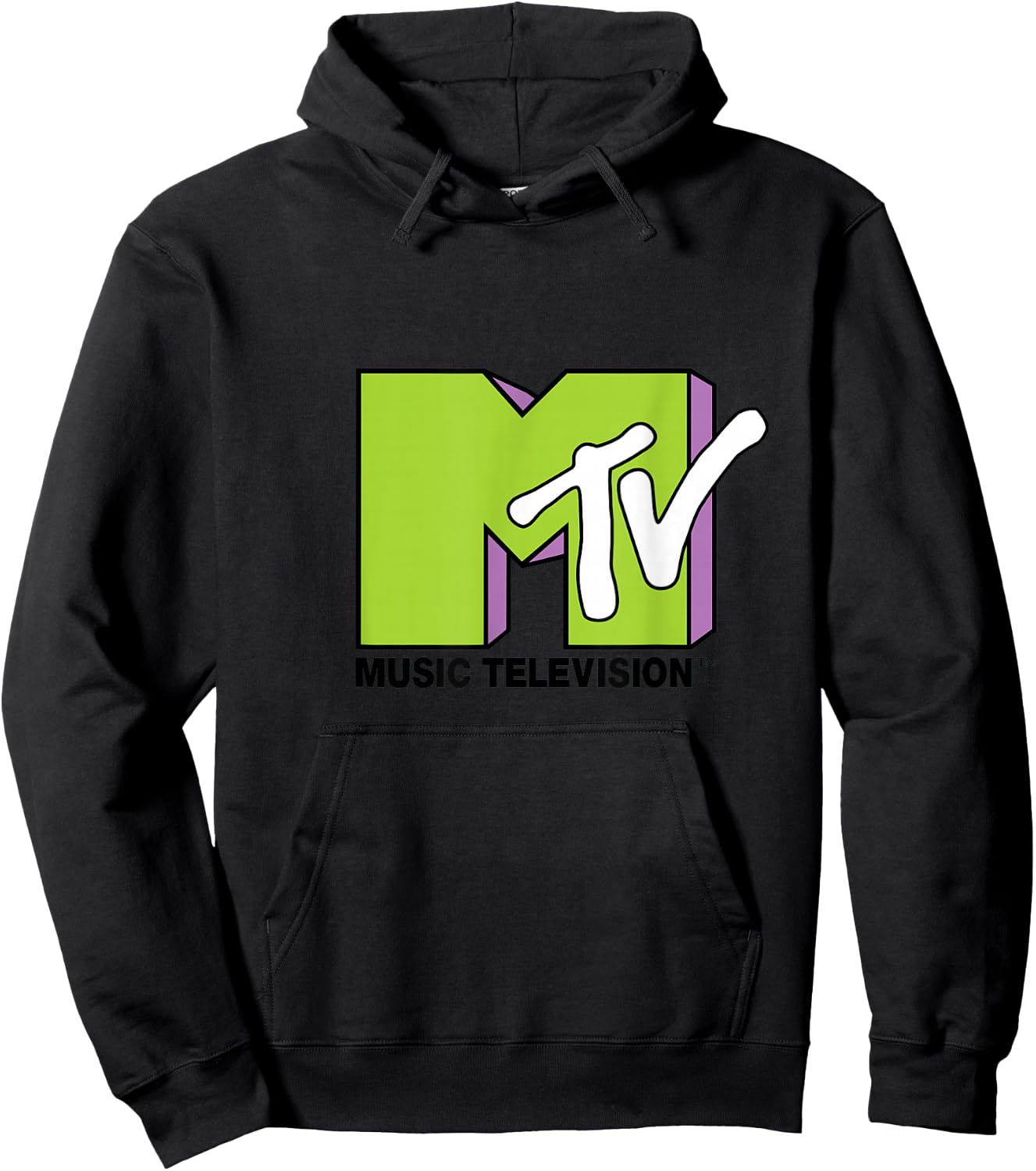 Lime Green and Purple MTV Logo Fill Treatment Small Hoodie - Hoodie | Black