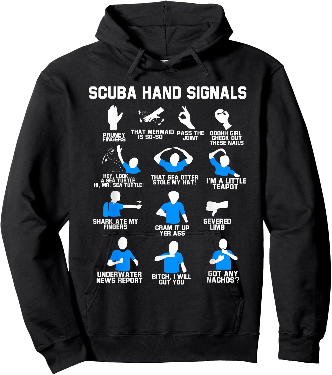 Distressed Scuba Diving Speerfischen Freitauchen Diving Hand Sign Diver Hoodie - Hoodie | Black
