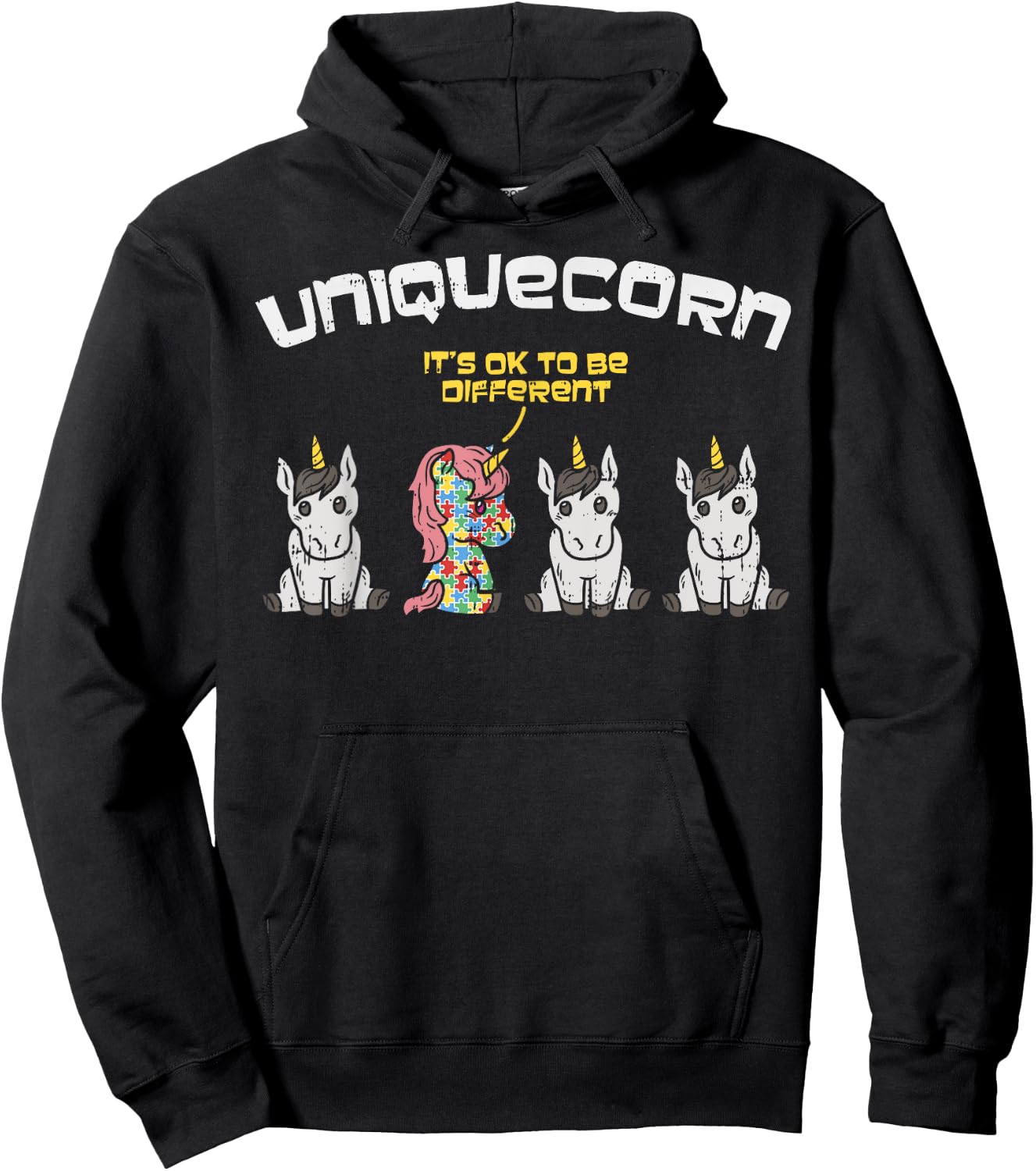 Autism Awareness Shirt Unicorn Autistic Girls Uniquecorn Hoodie - Hoodie | Black
