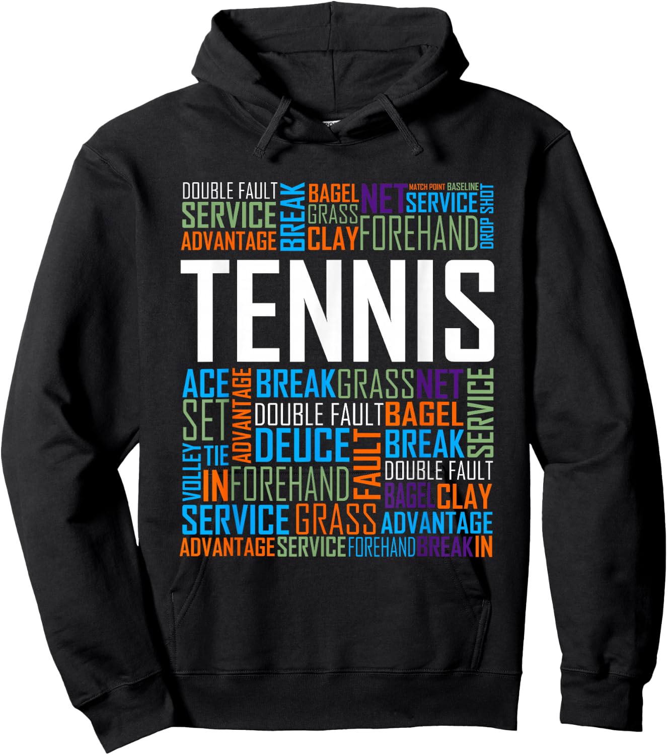 Tennis Lover Words T Shirt Gift Players and Coaches Hoodie - Hoodie | Black