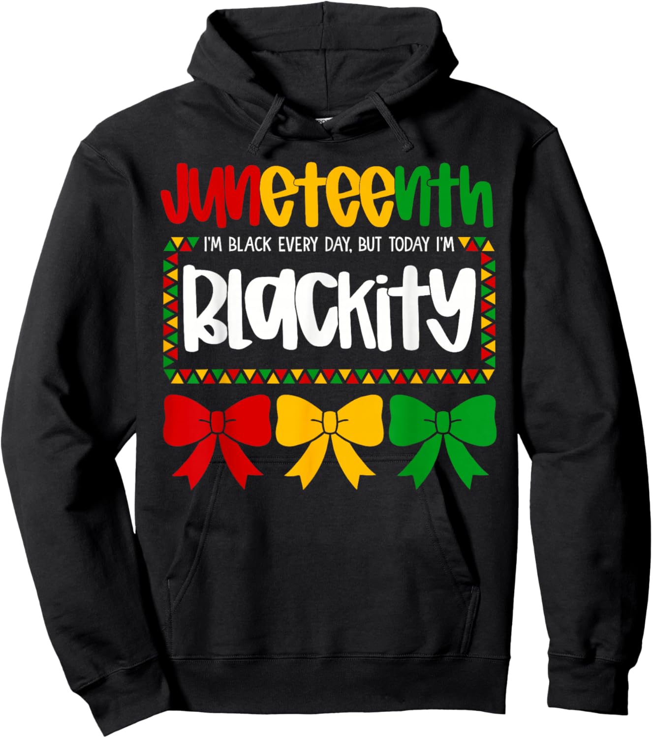 Juneteenth 1865 Blackity Coquette Bow African Women Girls Hoodie - Hoodie | Black