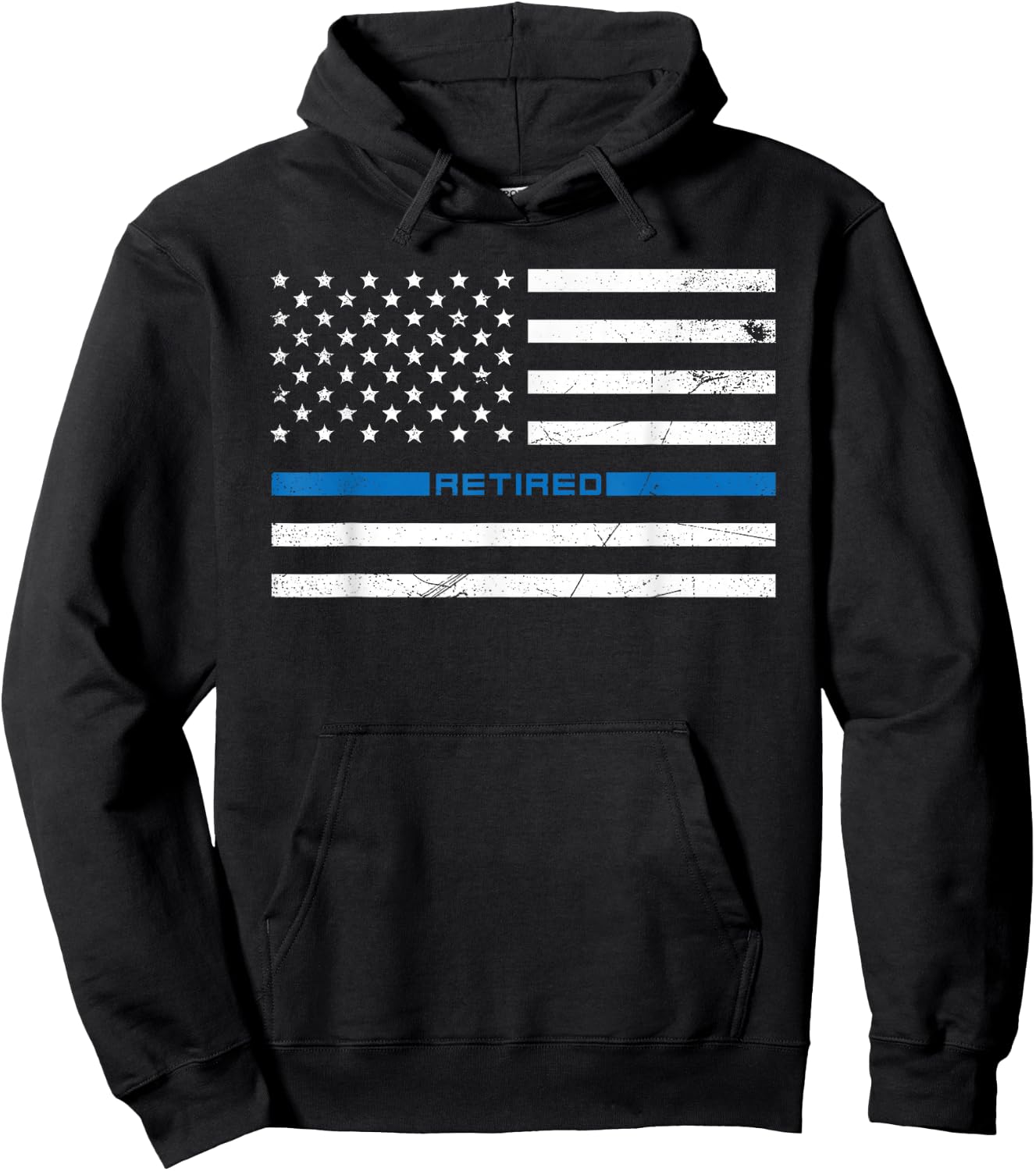 Im Retired Police Officer American Flag Thin Blue Line Cop Hoodie - Hoodie | Black