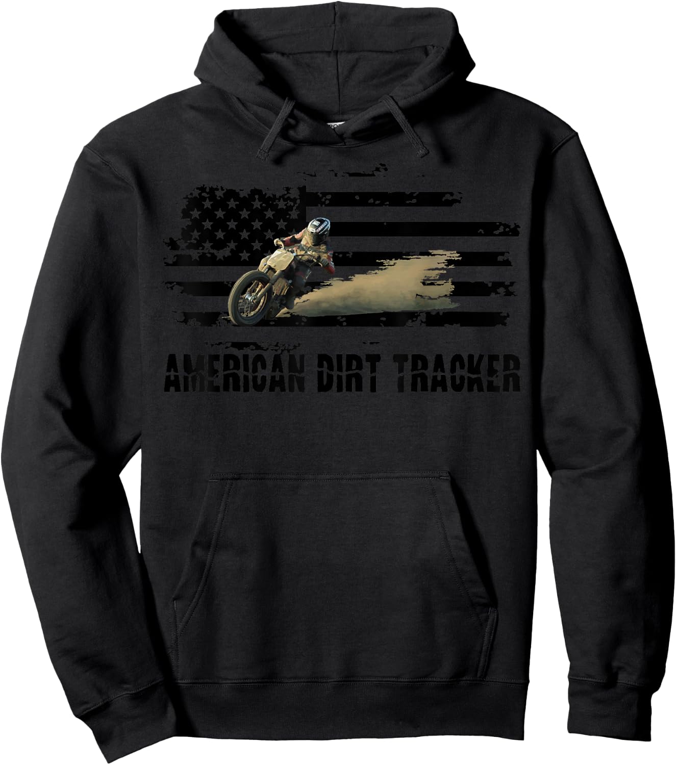 American Dirt Tracker Flat Track Racer Dirt Track T Shirt Hoodie - Hoodie | Black