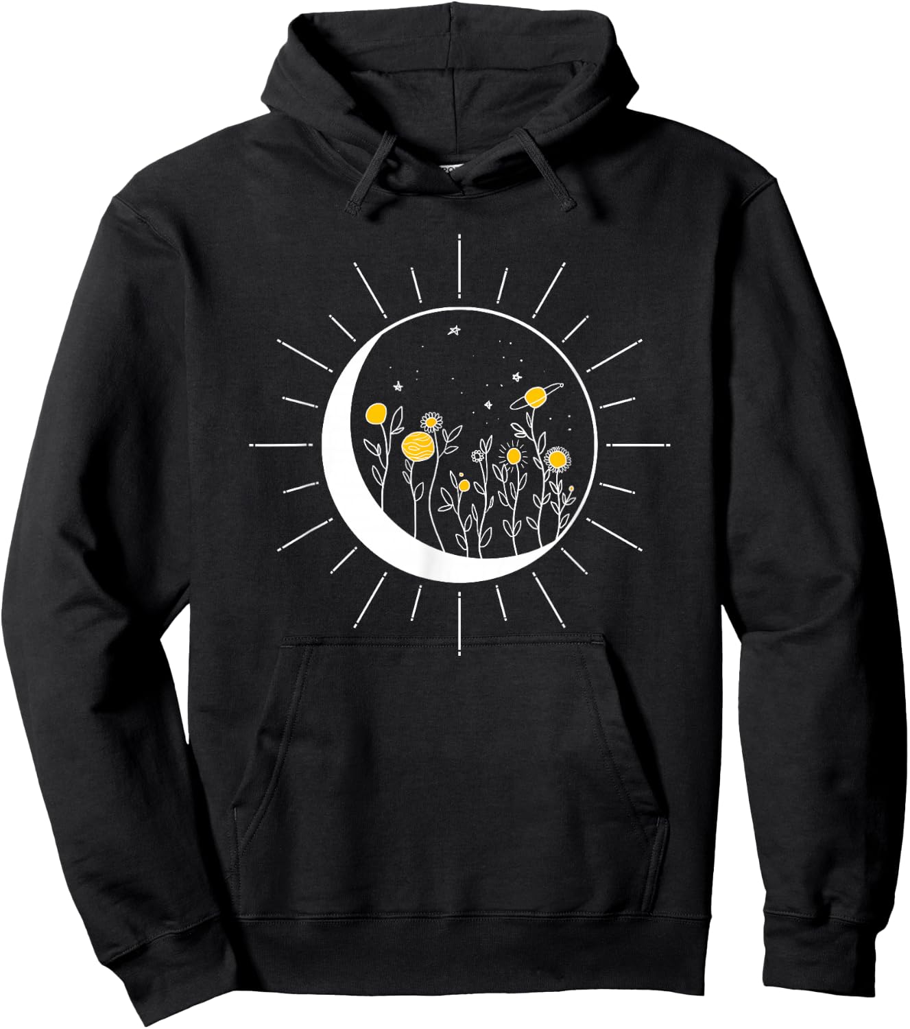 Sun Moon Solar Eclipse Flower Planets Funny Space Art Gift Hoodie - Hoodie | Black