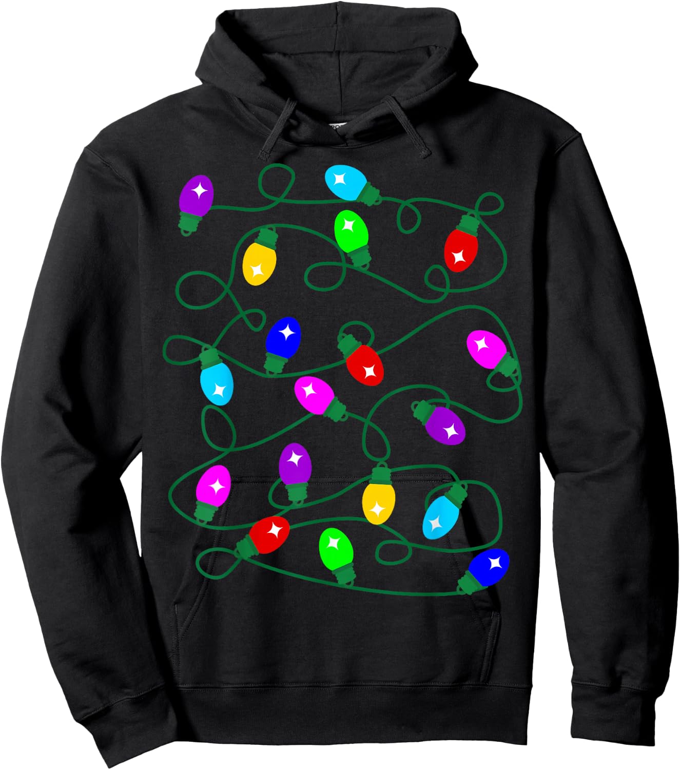 My Favorite Color is Christmas Lights Funny Pajama Xmas Hoodie - Hoodie | Black