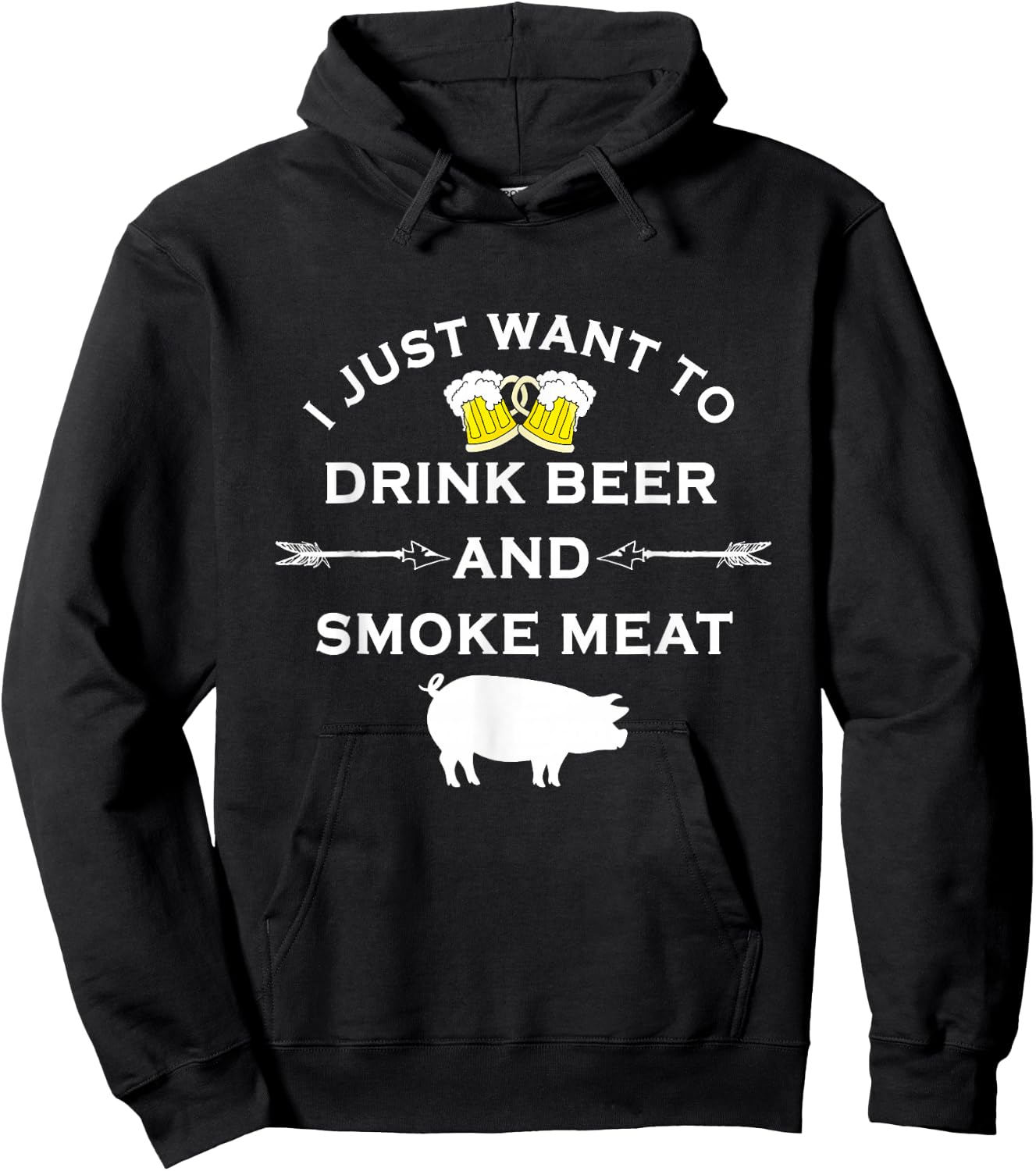 I Just Want To Drink Beer and Smoke Meat Pork Party Hoodie - Hoodie | Black