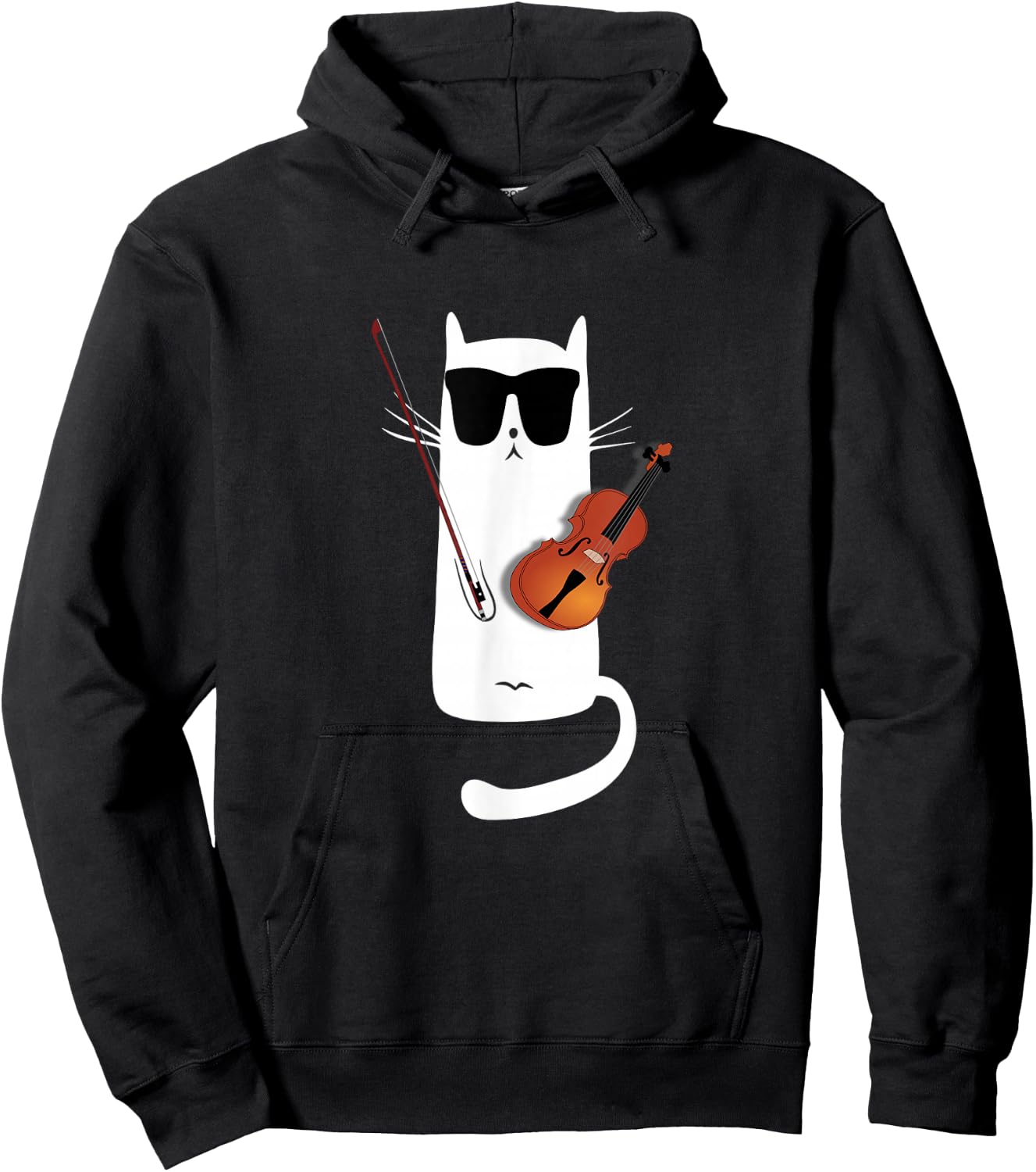 Funny Cat Wearing Sunglasses Playing Violin Hoodie - Hoodie | Black