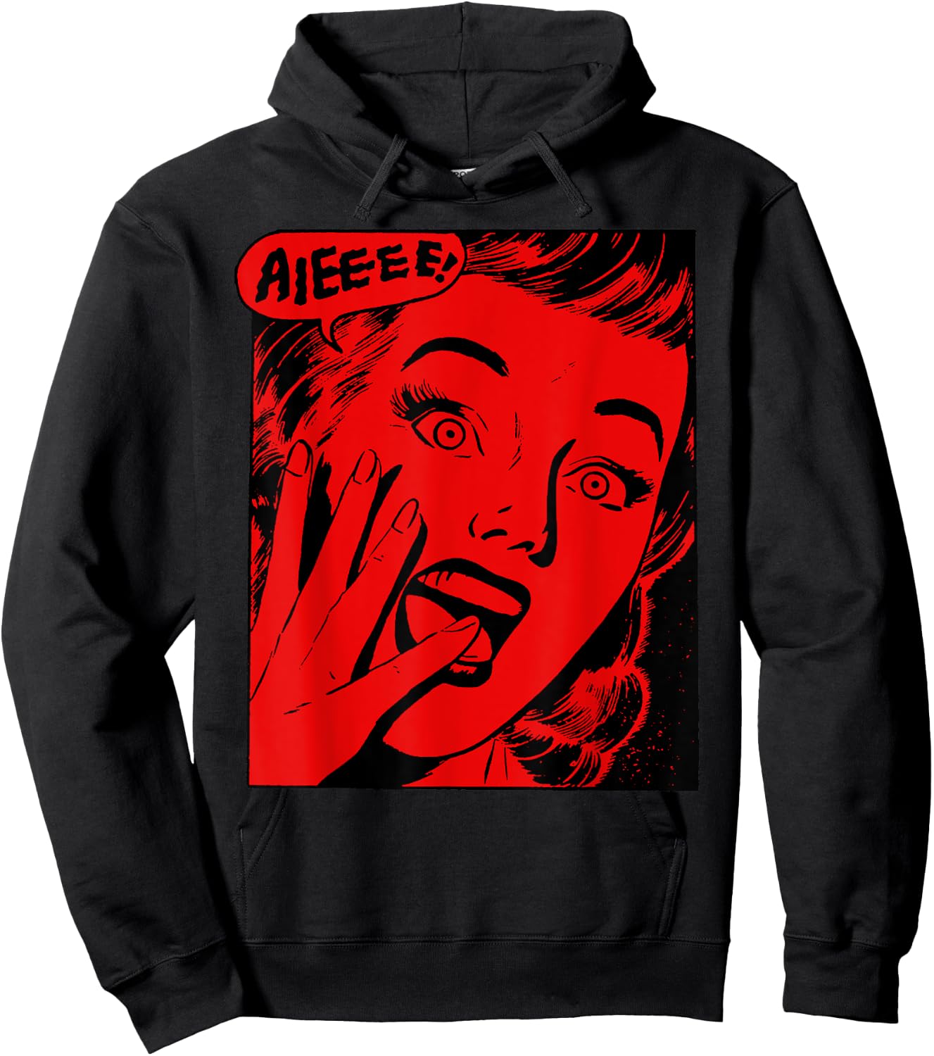 Retro Creepy Halloween Scream Horror Girl Screaming For Life Hoodie - Hoodie | Black