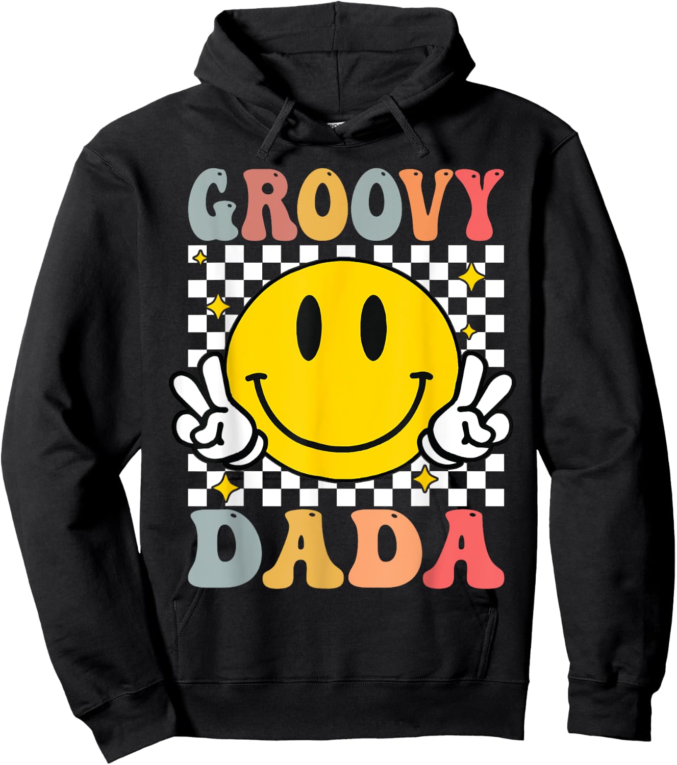 Groovy Dada Retro Dad Matching Family 1st Birthday Party Hoodie - Hoodie | Black