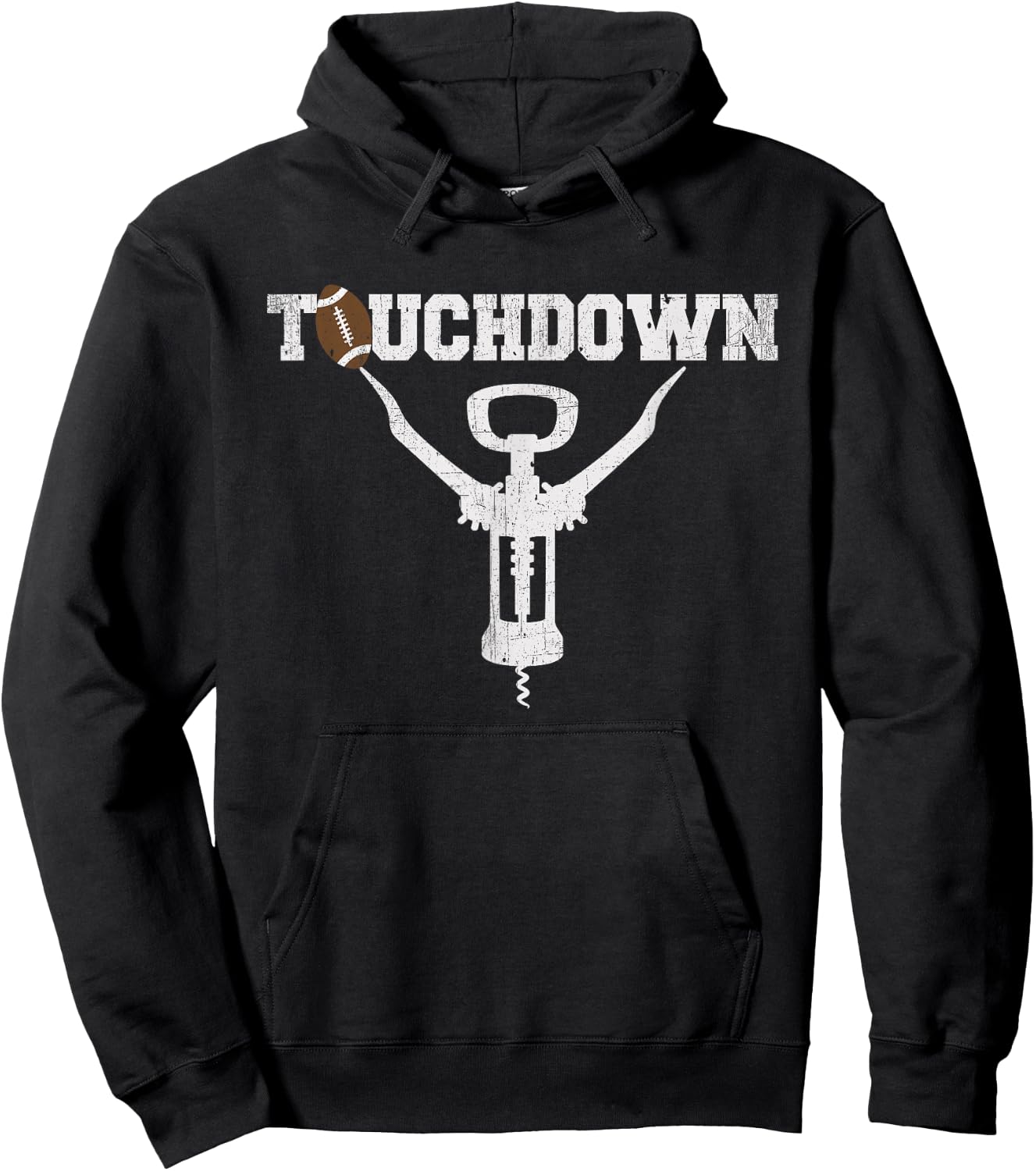Touchdown Funny Football & Wine Lovers Gift Hoodie - Hoodie | Black