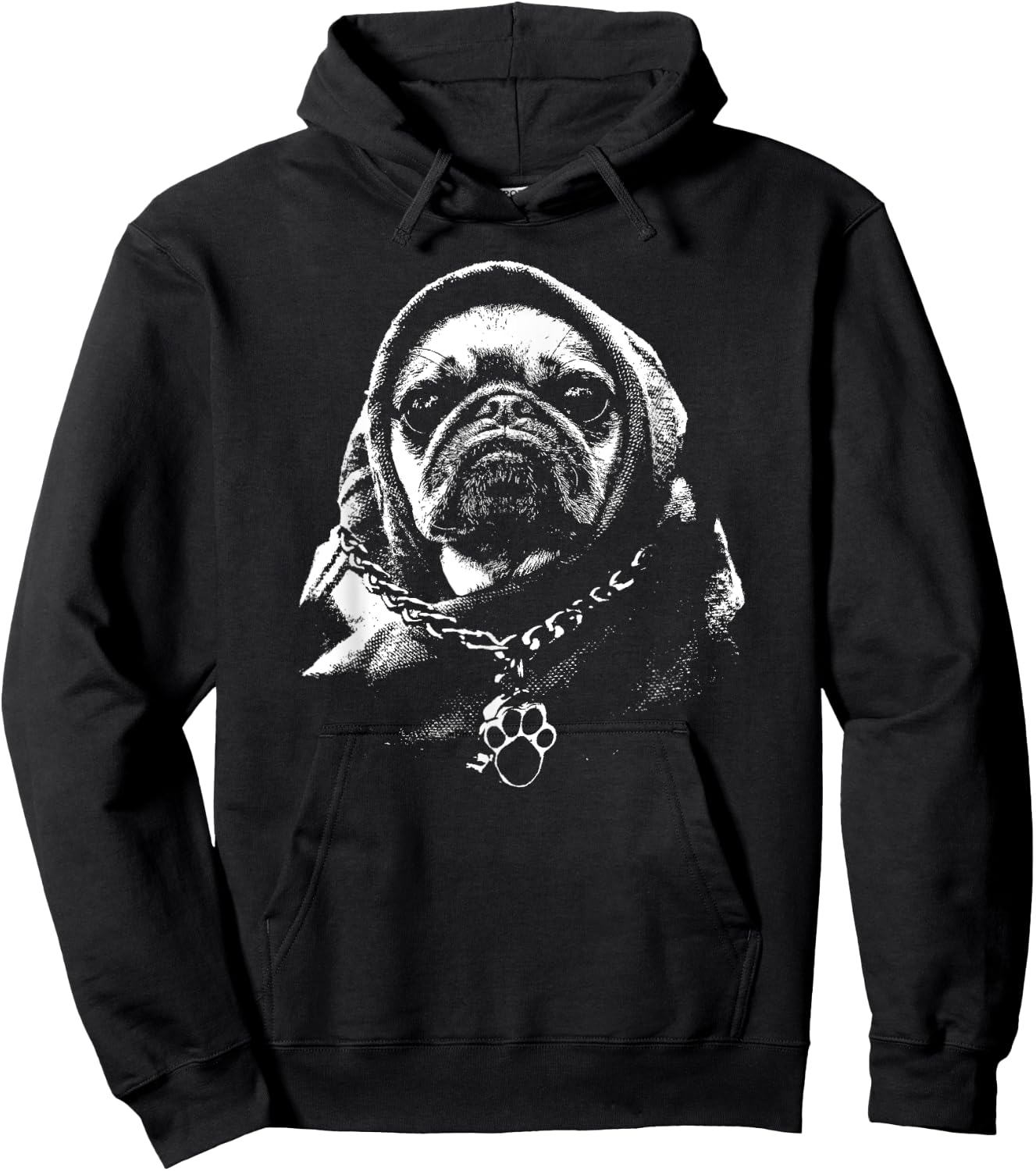Cool Cute Hooded Gangsta Pug Thug Dog Hoodie - Hoodie | Black