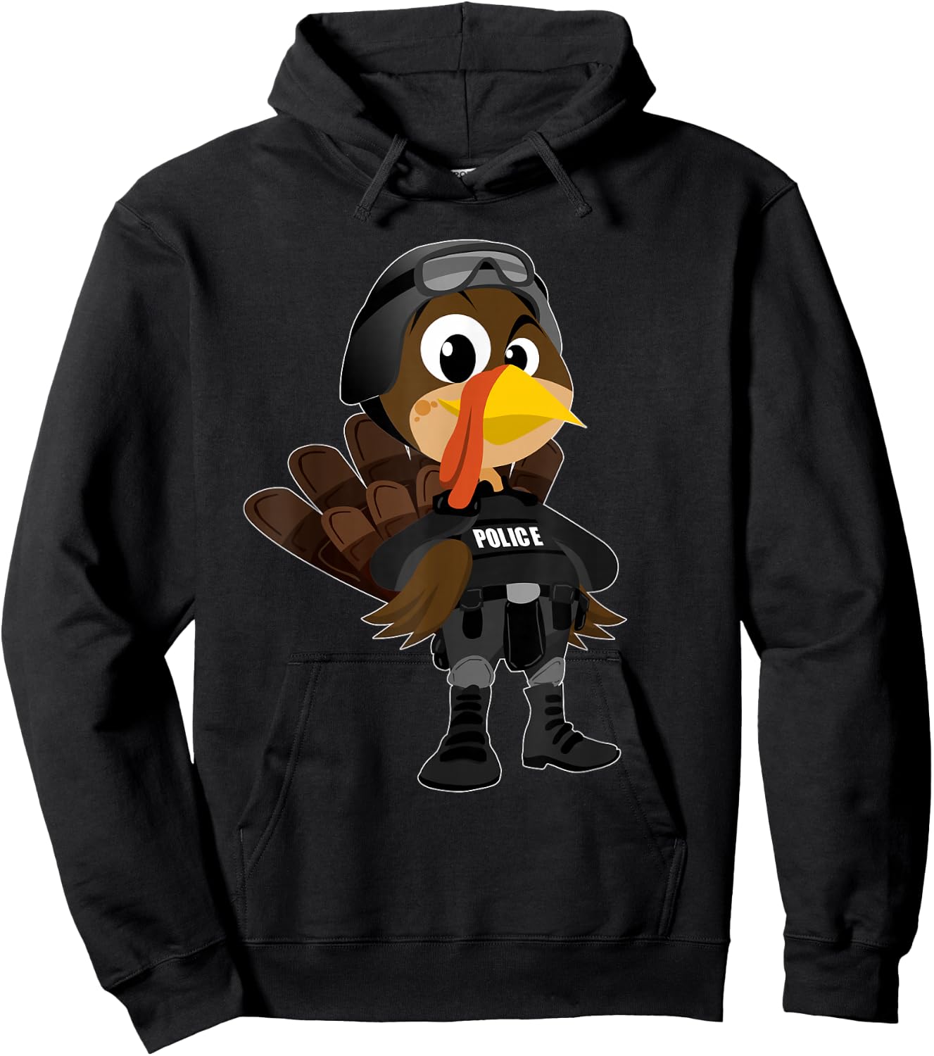 Cute Police Turkey Funny Thanksgiving Shirt Hoodie - Hoodie | Black