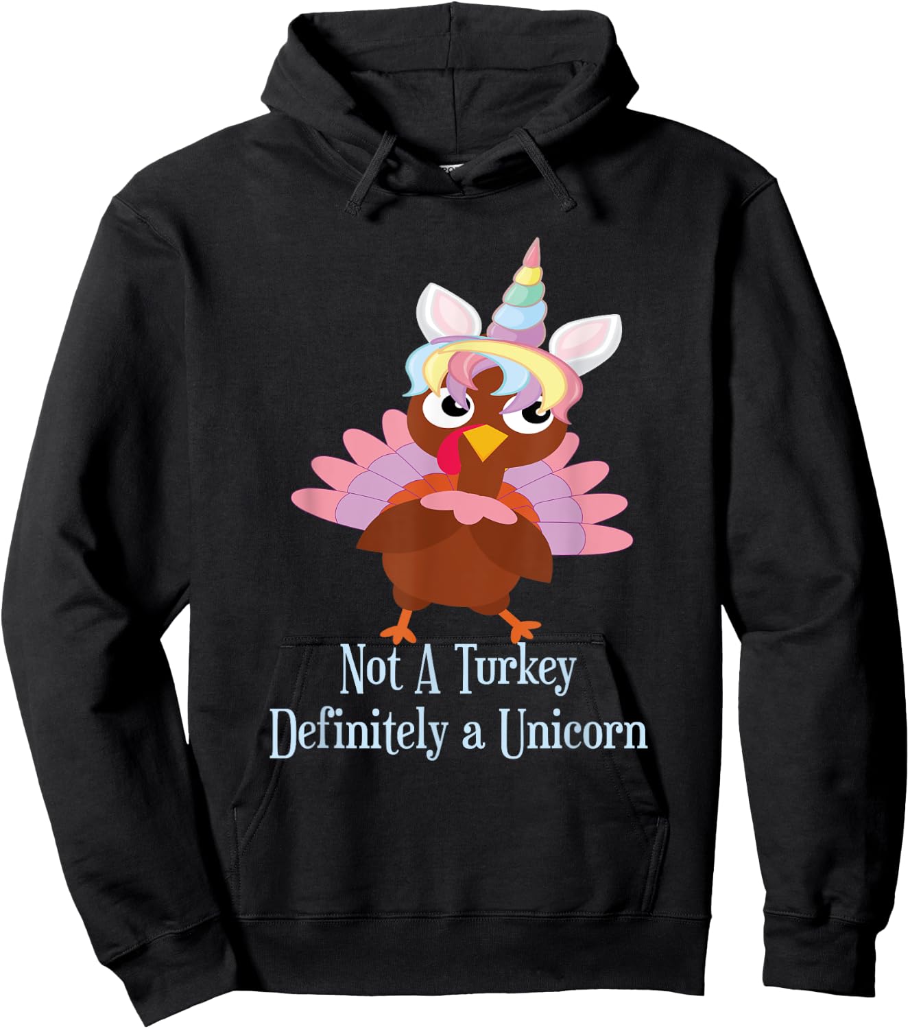 Turkey Disguise Unicorn Thanksgiving Novelty Hoodie - Hoodie | Black