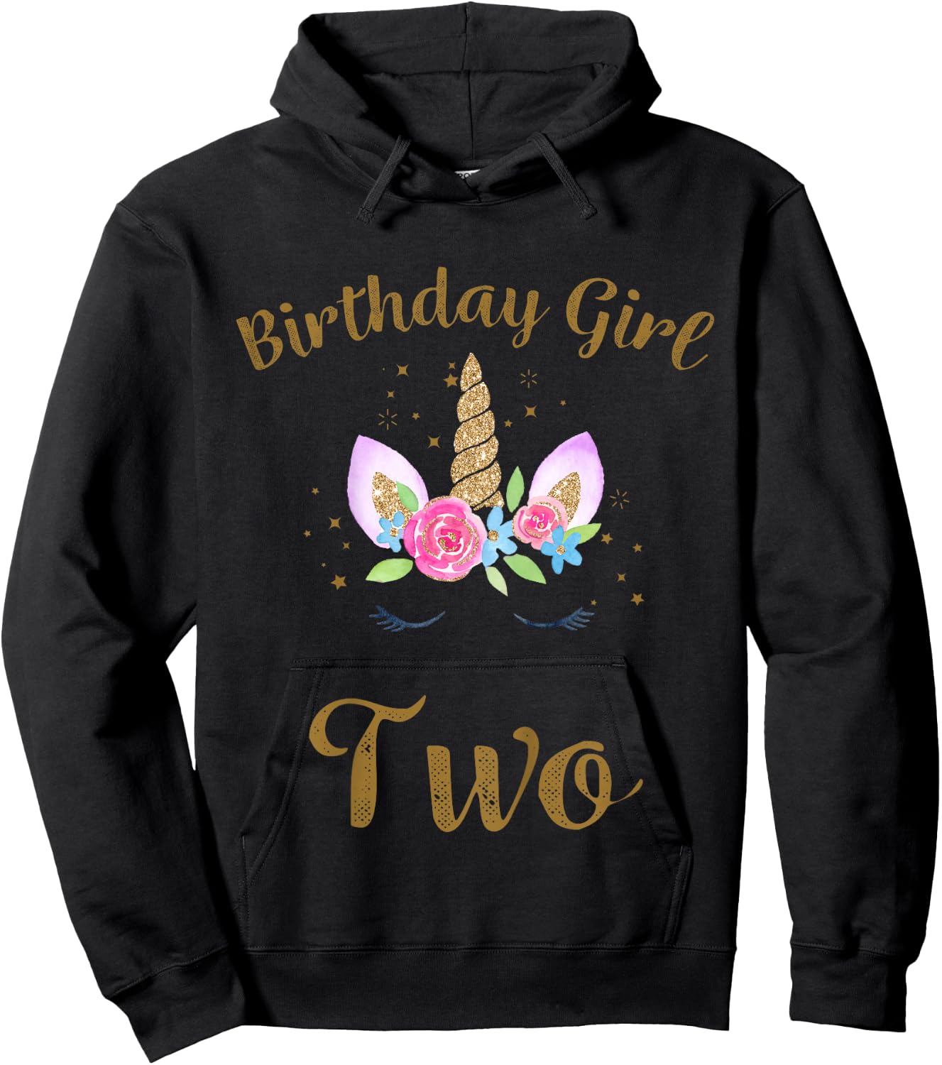Kids 2nd Birthday Girl Unicorn Shirt Second Birthday Outfit Hoodie - Hoodie | Black