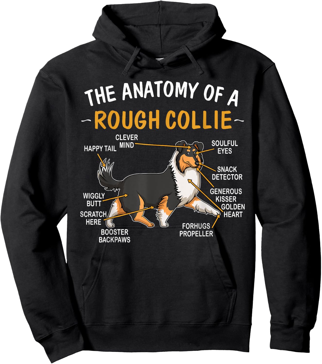 Funny Anatomy Of A Rough Collie For Dog Lovers Hoodie - Hoodie | Black