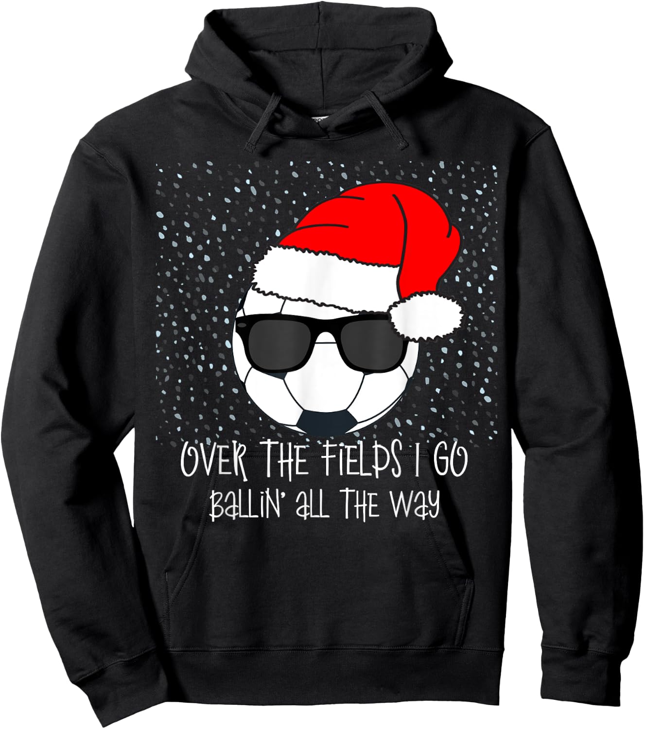 Santa Claus Hat Soccer Ball Sunglasses Christmas Baller Kids Hoodie - Hoodie | Black