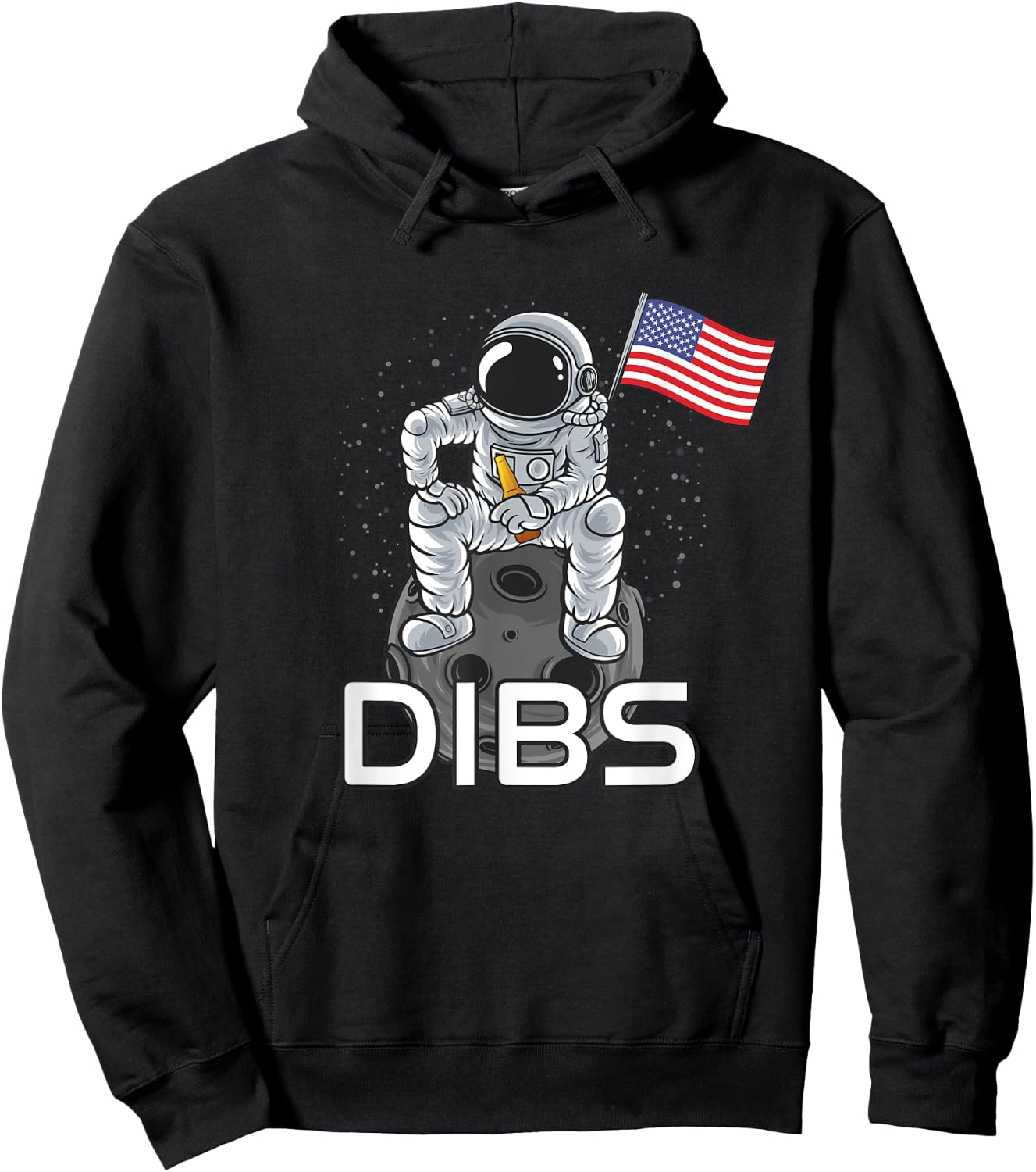 Moon Landing 50th Anniversary Funny Dibs Astronaut USA Flag Hoodie - Hoodie | Black