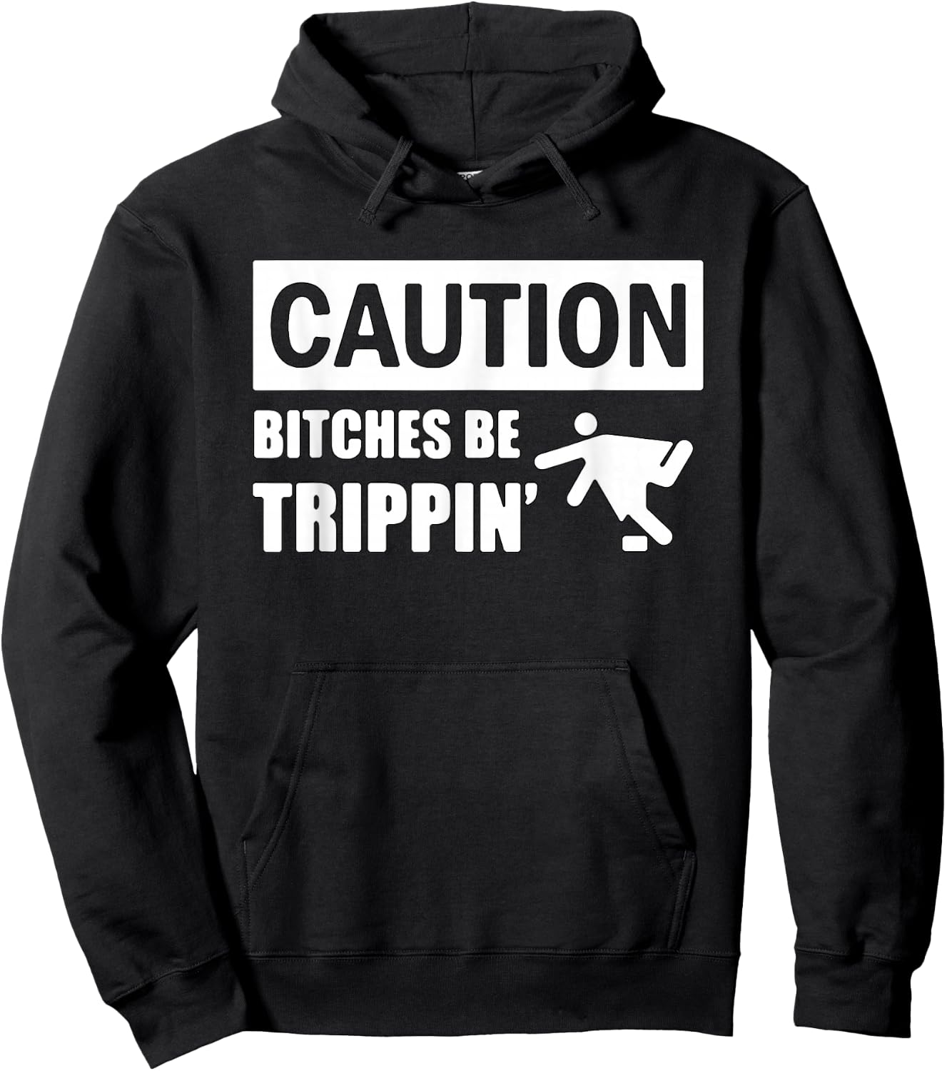Caution Bitches Be Trippin' Funny Joke Caution Hoodie - Hoodie | Black