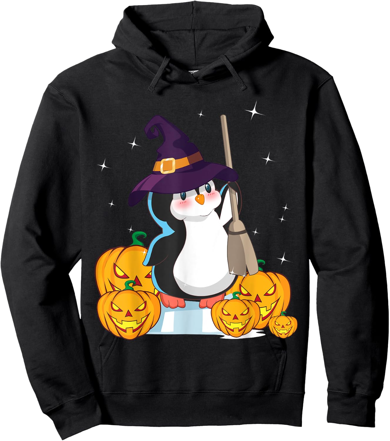 Cute Penguin Witch Wizard Pumpkin Easy Halloween Costume Hoodie - Hoodie | Black