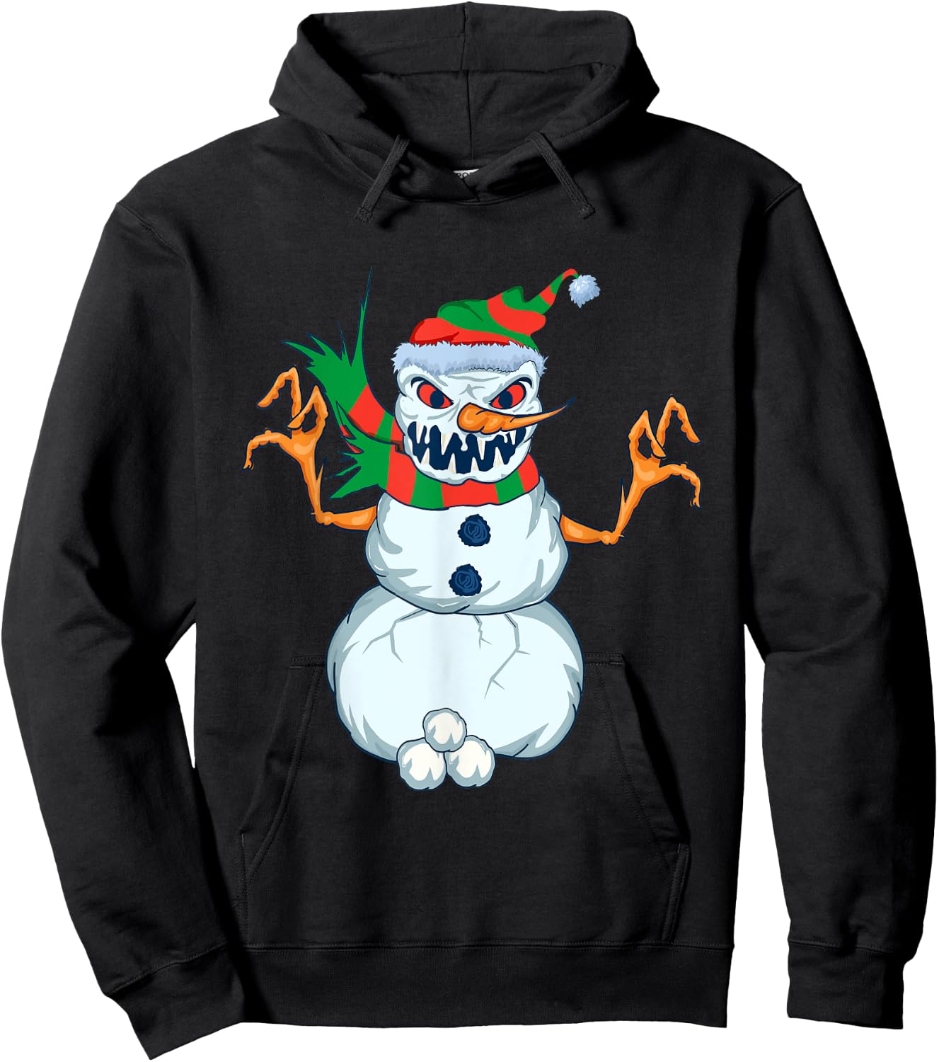 Evil Snowman Creepy Clip Art Christmas Horror Snowman Design Hoodie - Hoodie | Black