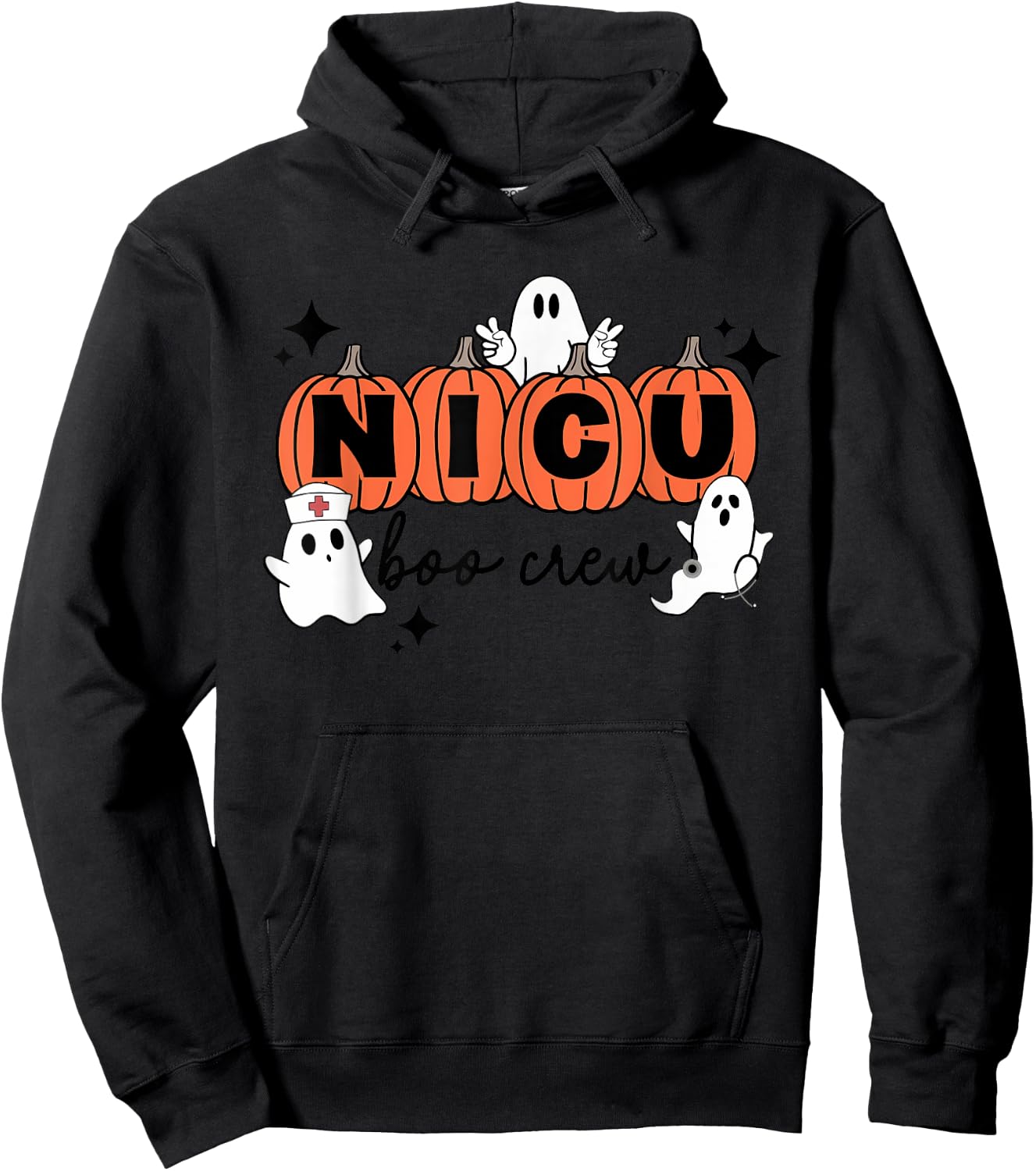 Funny NICU nurse shirt Halloween NICU boo crew NICU nurse Hoodie - Hoodie | Black