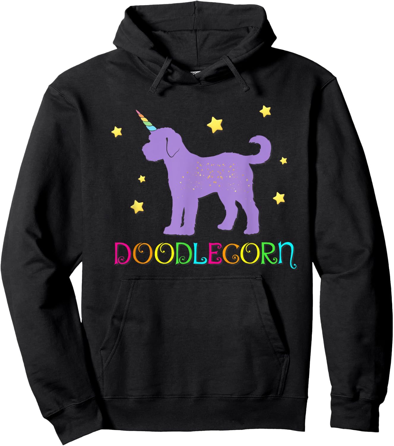 Doodlecorn Doodle Dog Unicorn Aussiedoodle Sheepadoodle Men Women Kids Hoodie - Hoodie | Black