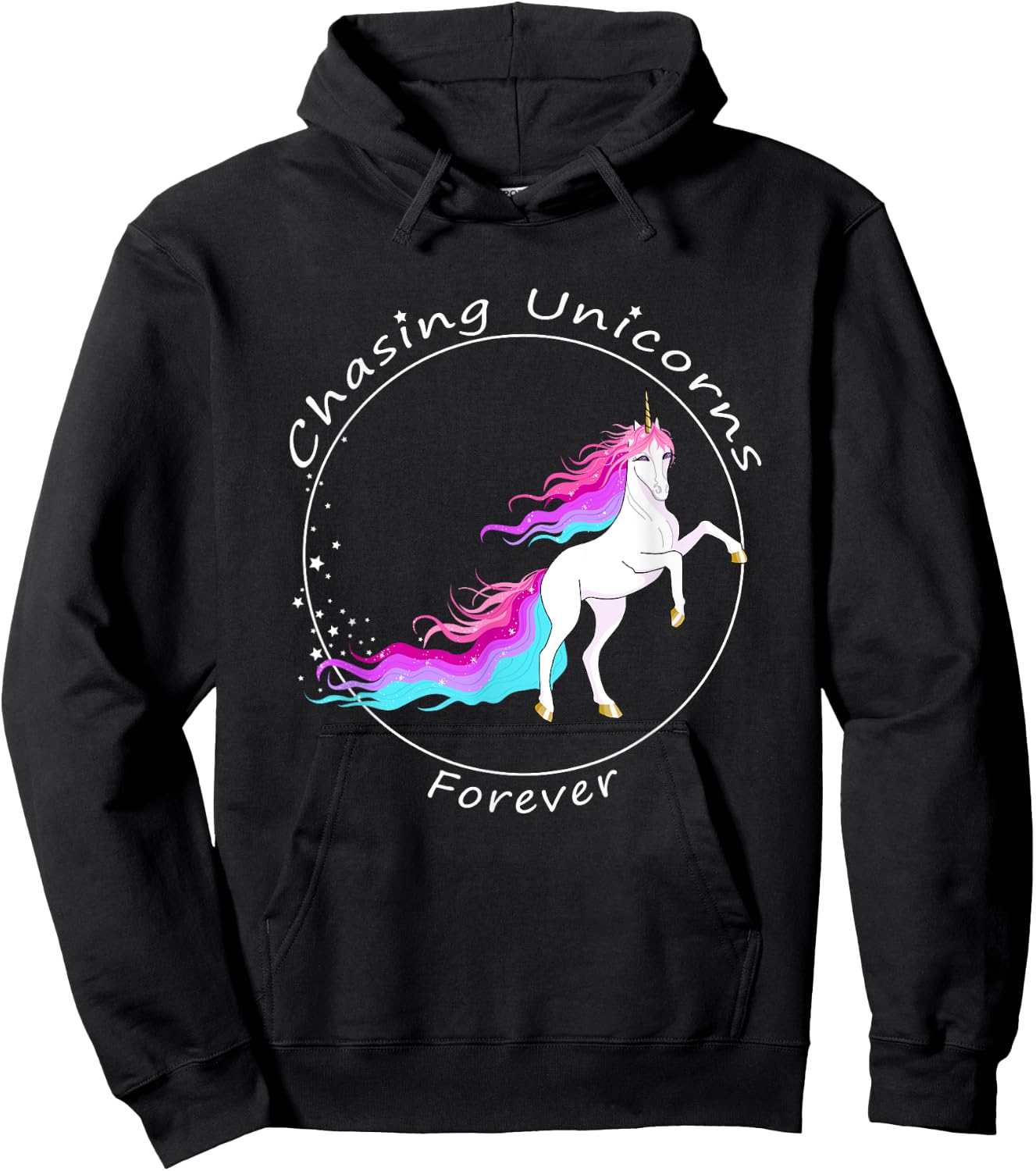 Chasing Unicorns : Rainbow Unicorn Birthday Girl Gift Hoodie - Hoodie | Black